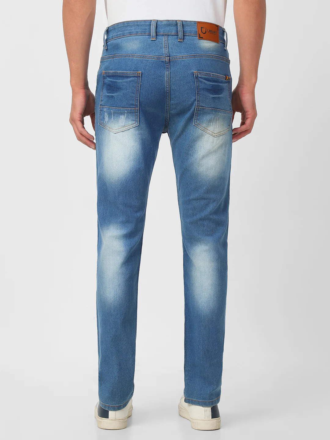 Men's Light Blue Slim Fit Heavy Distressed/Torn Jeans - Image 3
