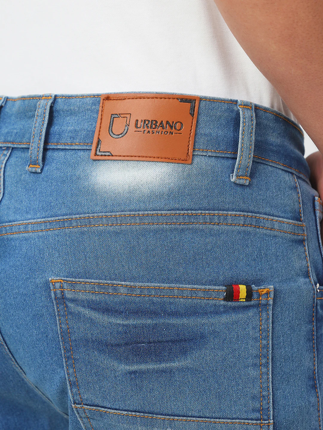 Men's Light Blue Slim Fit Heavy Distressed/Torn Jeans - Image 7