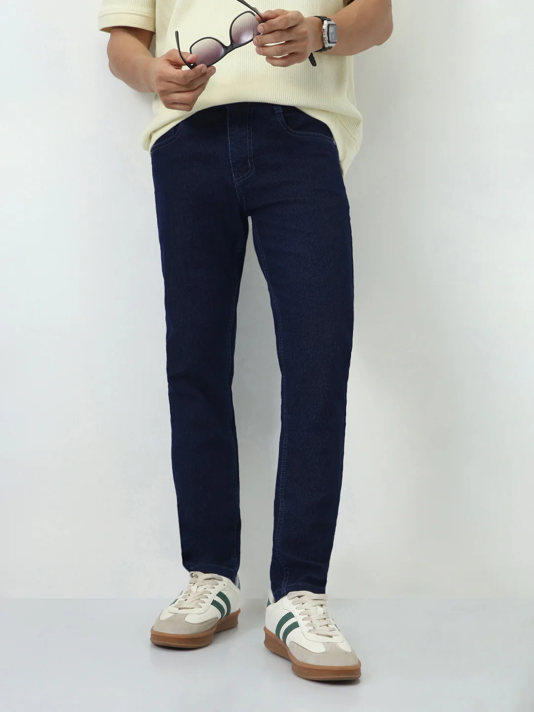 Men's Dark Blue Slim Fit Denim Jeans Stretchable - Image 2