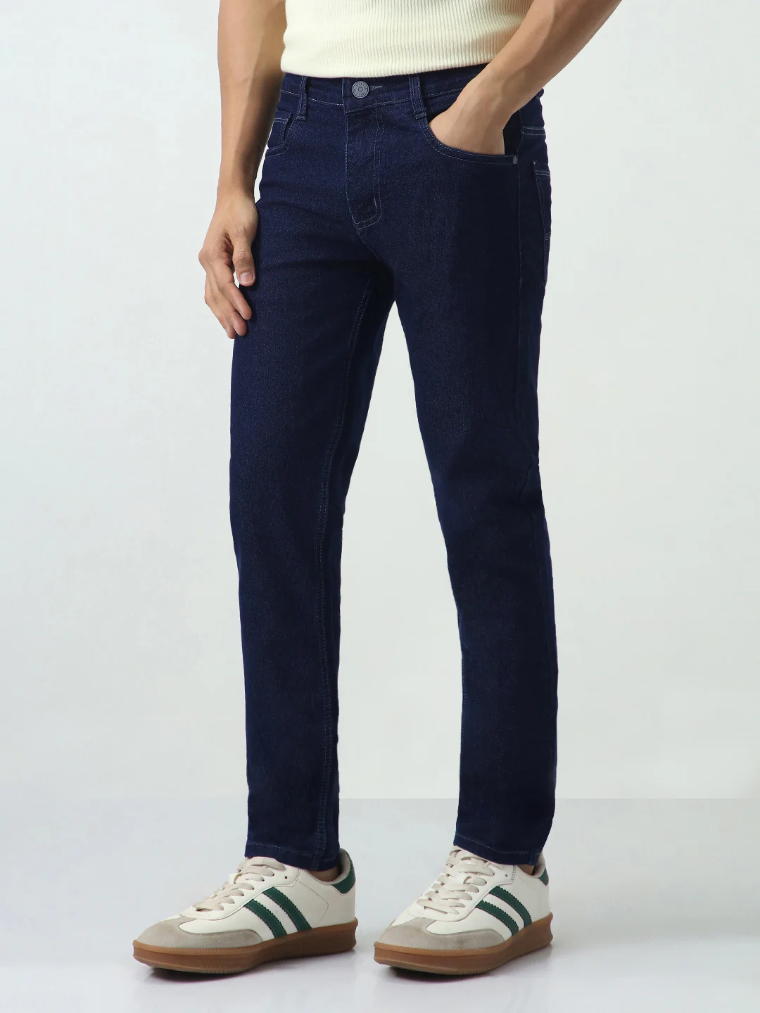 Men's Dark Blue Slim Fit Denim Jeans Stretchable - Image 3