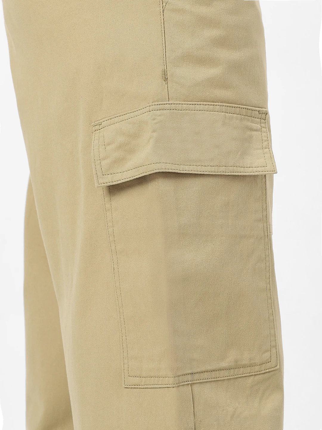 Men's Light Olive Loose Baggy Fit Solid Cargo Chino Pant with 6 Pockets Non-Stretchable - Image 5