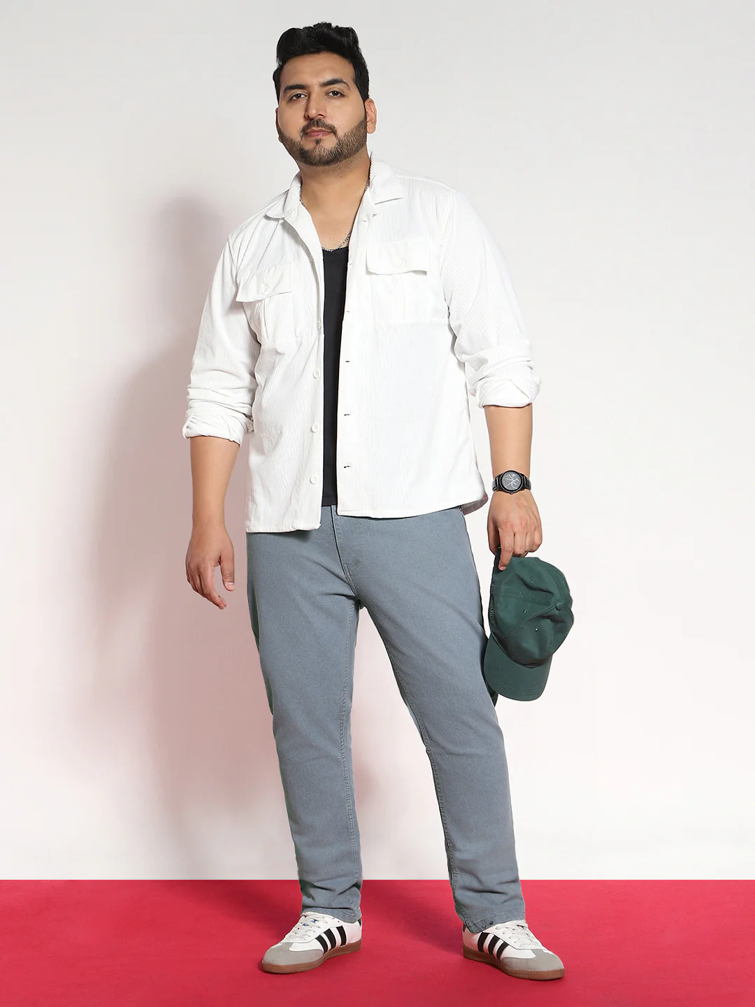 Plus Men's Light Grey Regular Fit Denim Jeans Stretchable - Image 5