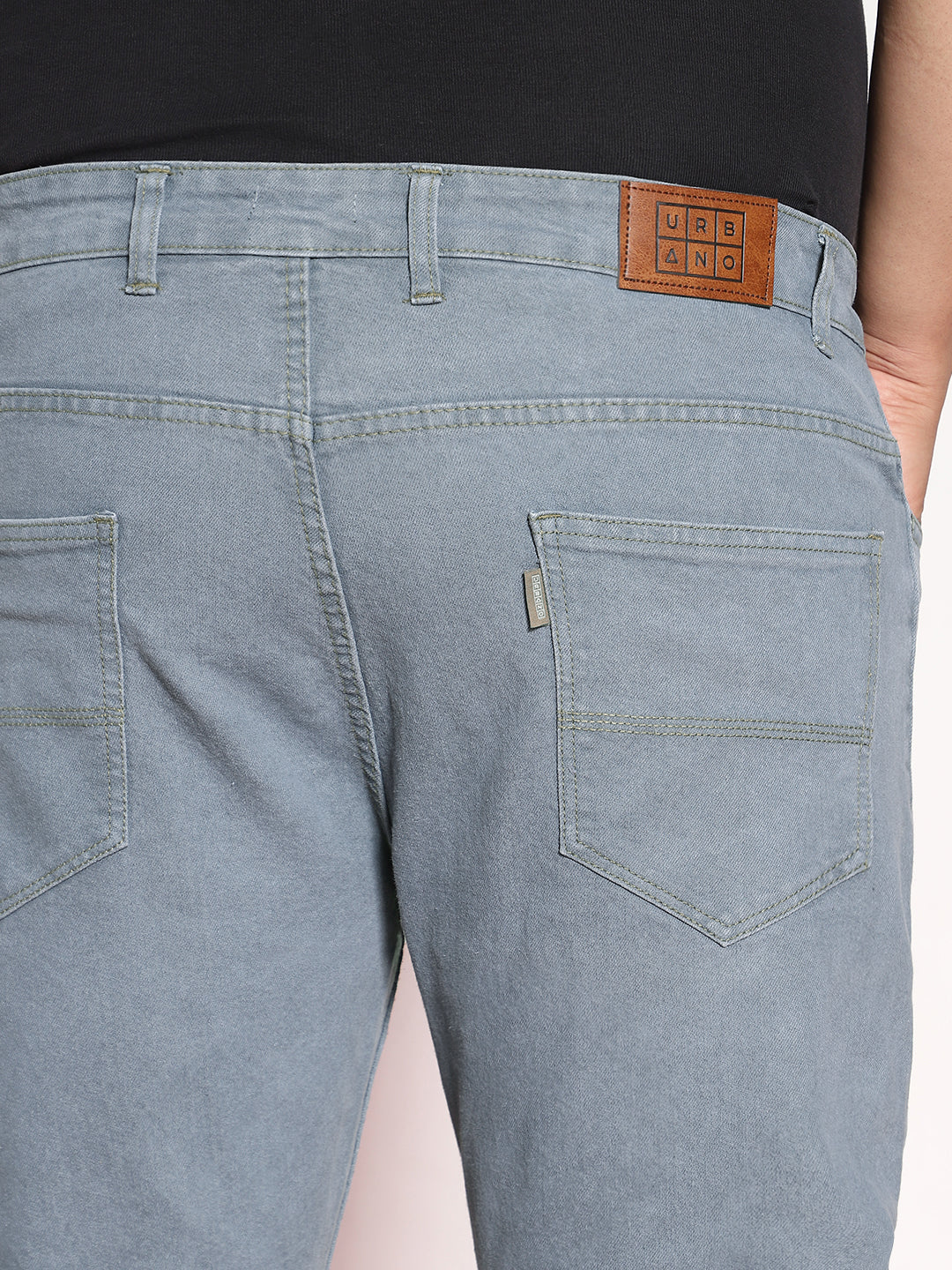 Plus Men's Light Grey Regular Fit Denim Jeans Stretchable - Image 7