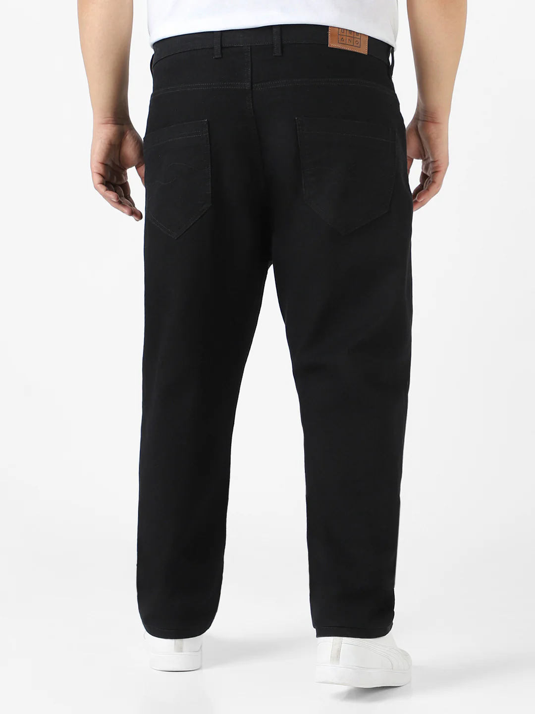 Plus Men's Black Regular Fit Denim Jeans Stretchable - Image 3