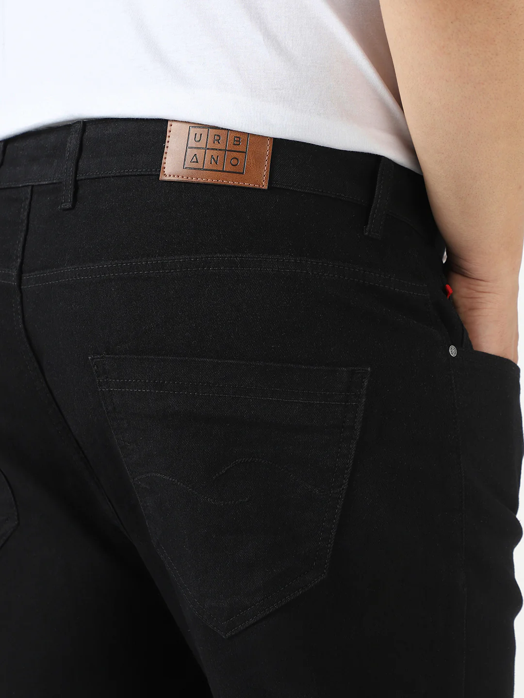 Plus Men's Black Regular Fit Denim Jeans Stretchable - Image 5