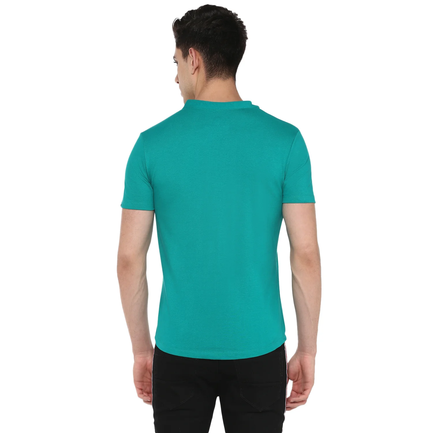 Men Teal Green Slim Fit Solid Casual Shirt - Image 3