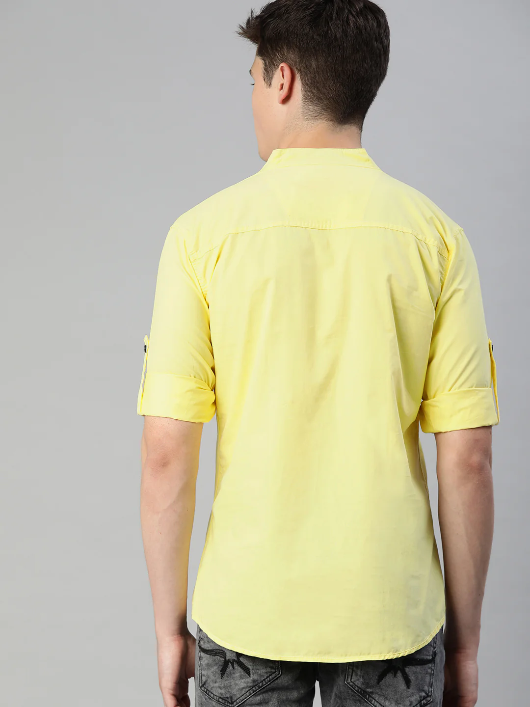 Men Yellow Slim Fit Solid Casual Shirt - Image 3