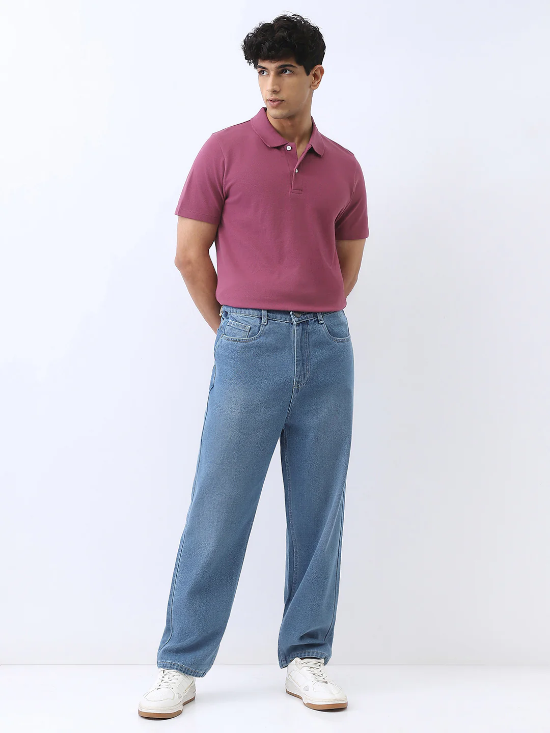 Men's Acai Berry Solid Regular Fit Half Sleeve Cotton Polo T-Shirt - Image 4