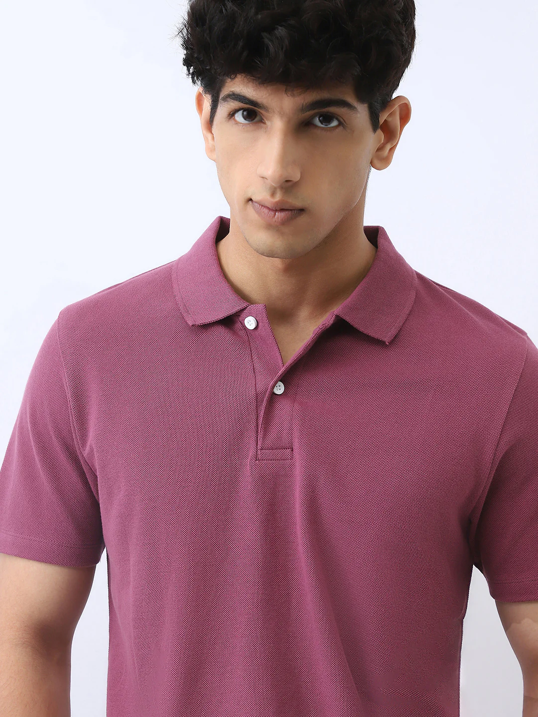 Men's Acai Berry Solid Regular Fit Half Sleeve Cotton Polo T-Shirt - Image 5
