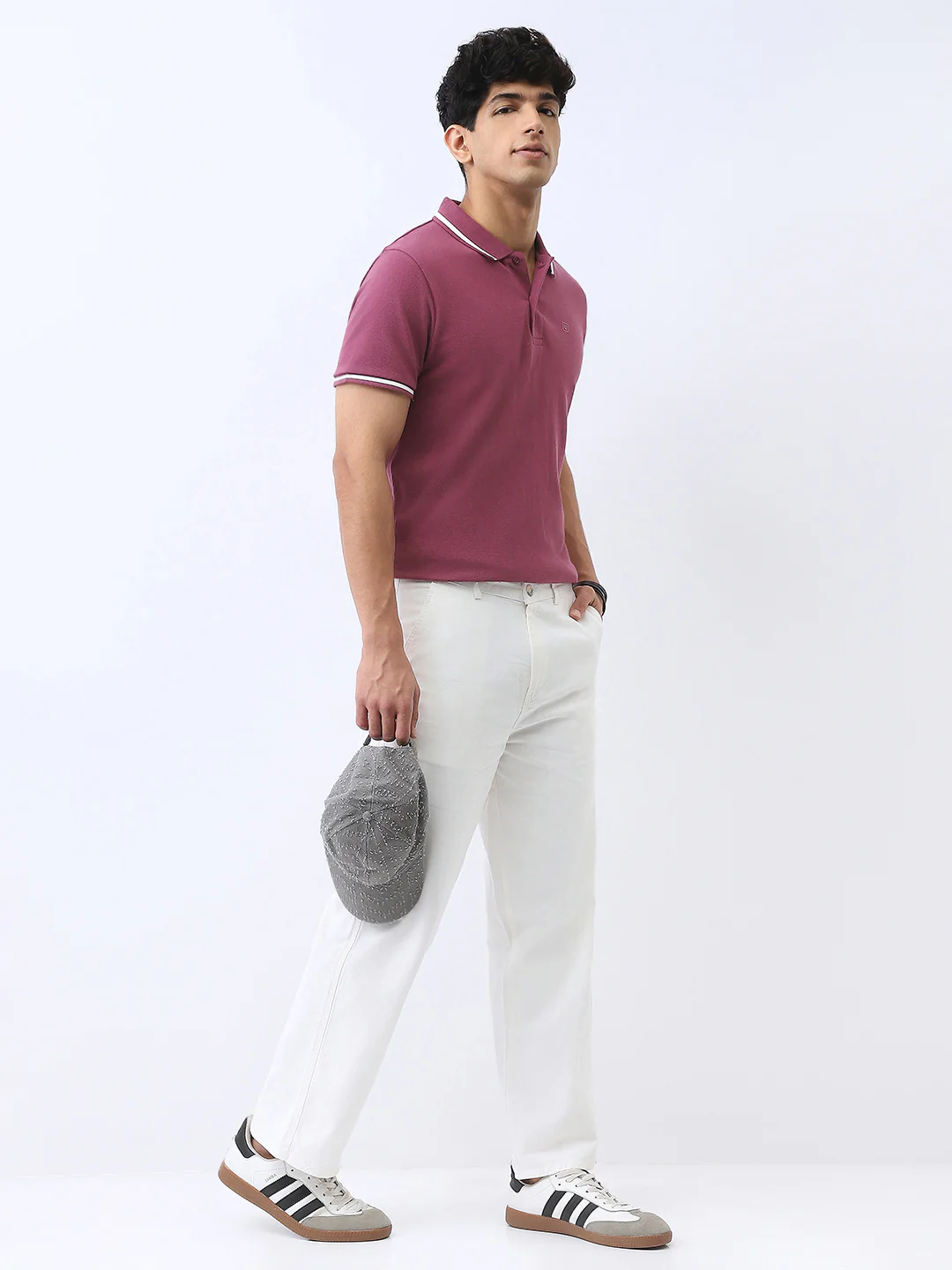 Men's Acai Berry Solid Regular Fit Half Sleeve Cotton Polo T-Shirt - Image 4