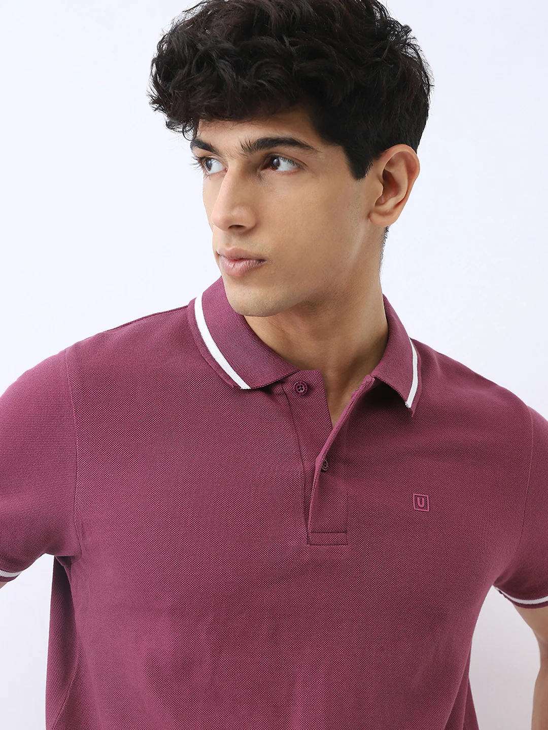 Men's Acai Berry Solid Regular Fit Half Sleeve Cotton Polo T-Shirt - Image 5
