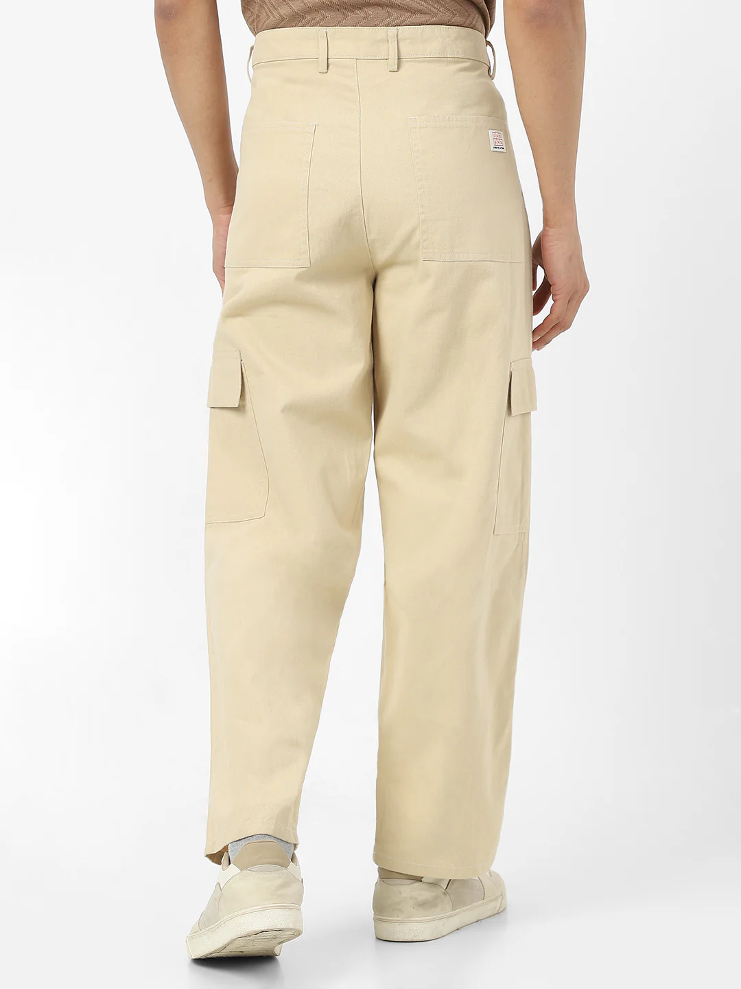 Urbano Fashion Men's Beige Loose Baggy Fit Solid Cargo Chino Pant with 6 Pockets Non-Stretchable - Image 3