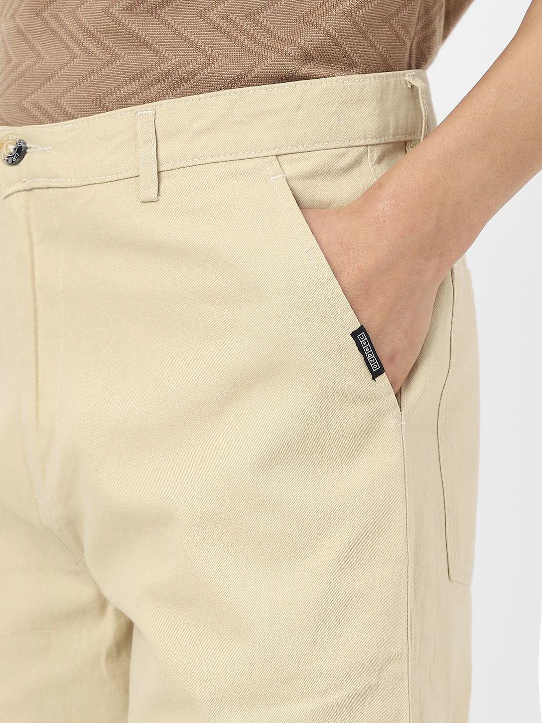 Urbano Fashion Men's Beige Loose Baggy Fit Solid Cargo Chino Pant with 6 Pockets Non-Stretchable - Image 5