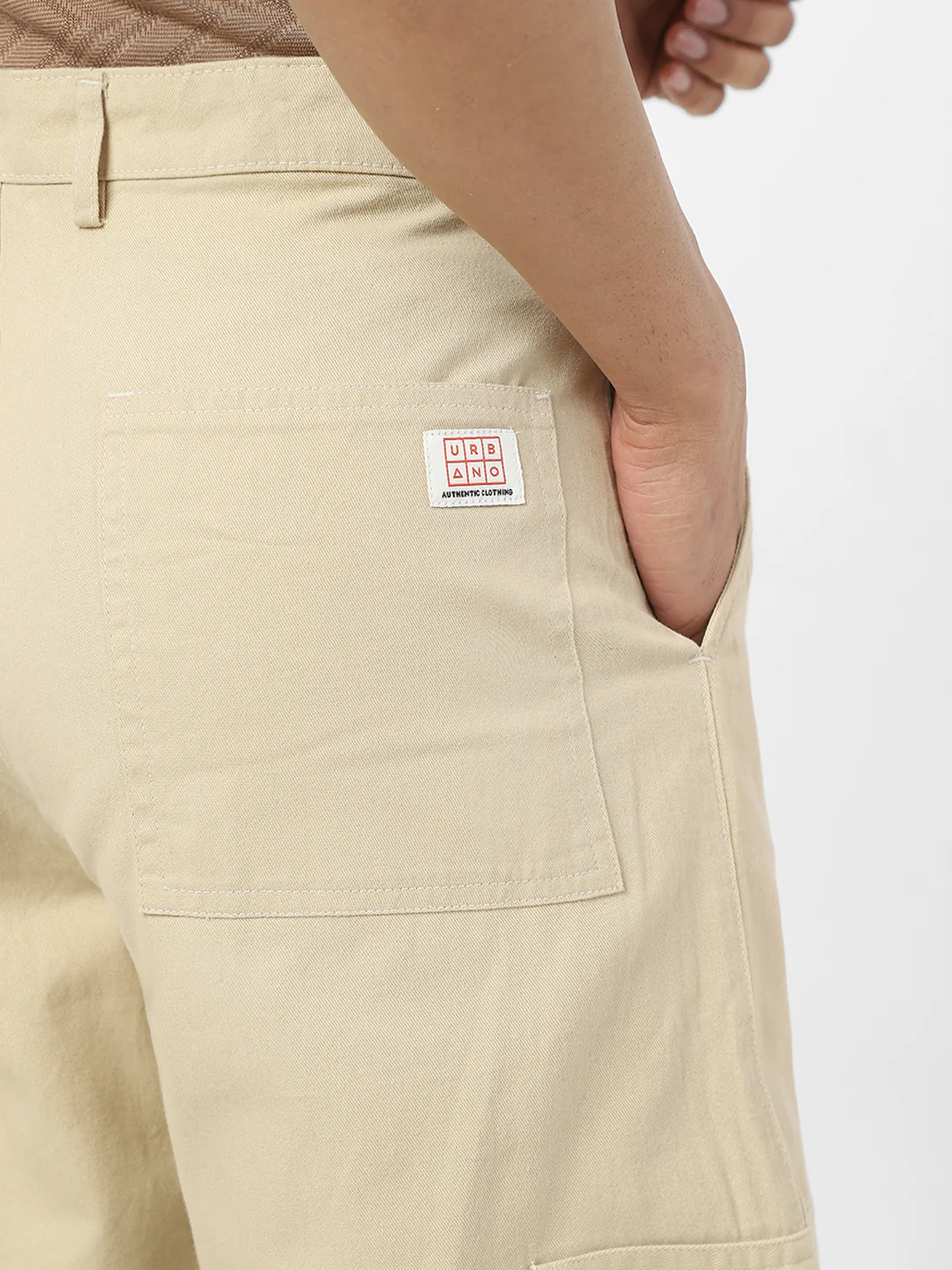 Urbano Fashion Men's Beige Loose Baggy Fit Solid Cargo Chino Pant with 6 Pockets Non-Stretchable - Image 6
