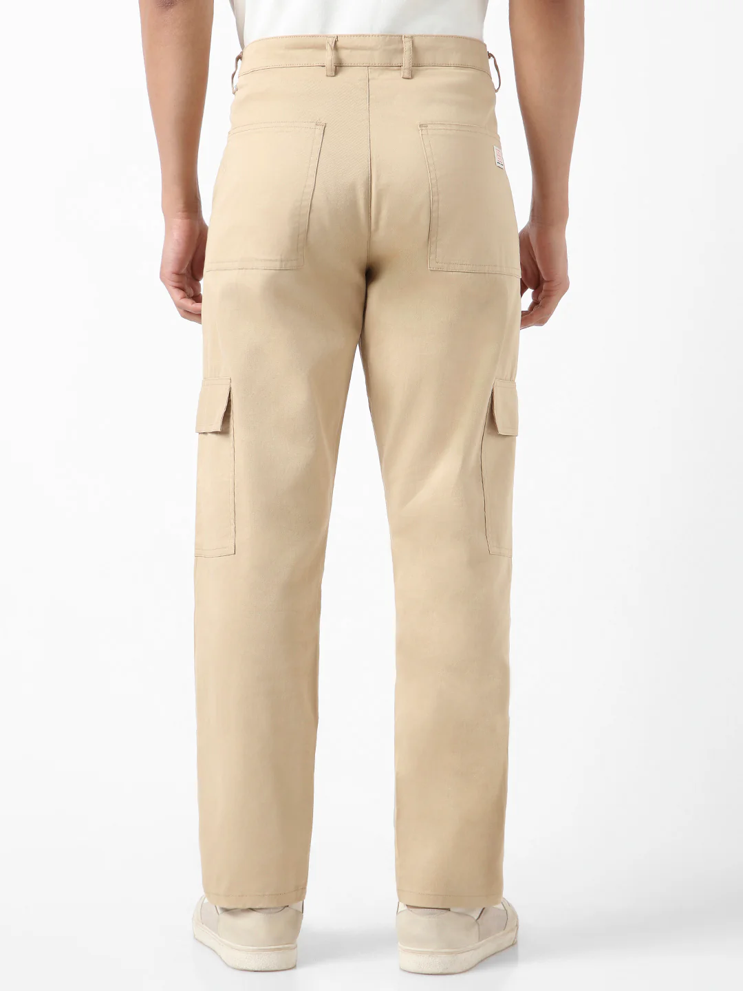 Urbano Fashion Men's Beige Regular Fit Solid Cargo Chino Pant with 6 Pockets Stretchable - Image 3