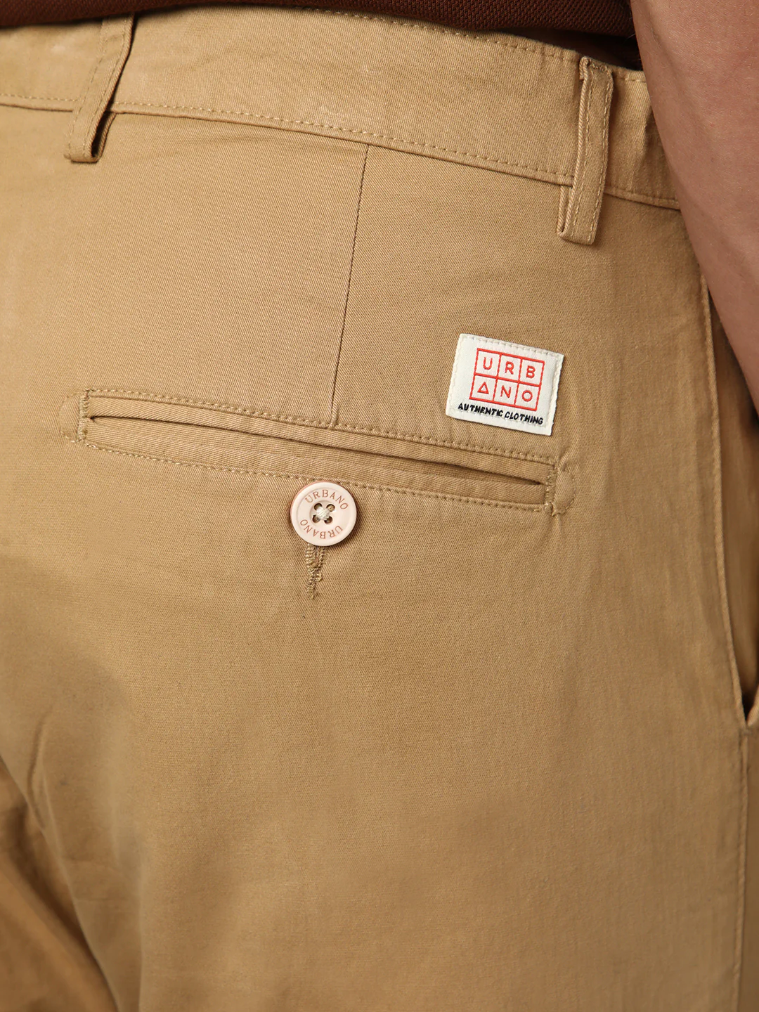 Men's Beige Straight Fit Mid Rise Cotton Casual Chinos Trousers Stretch - Image 6