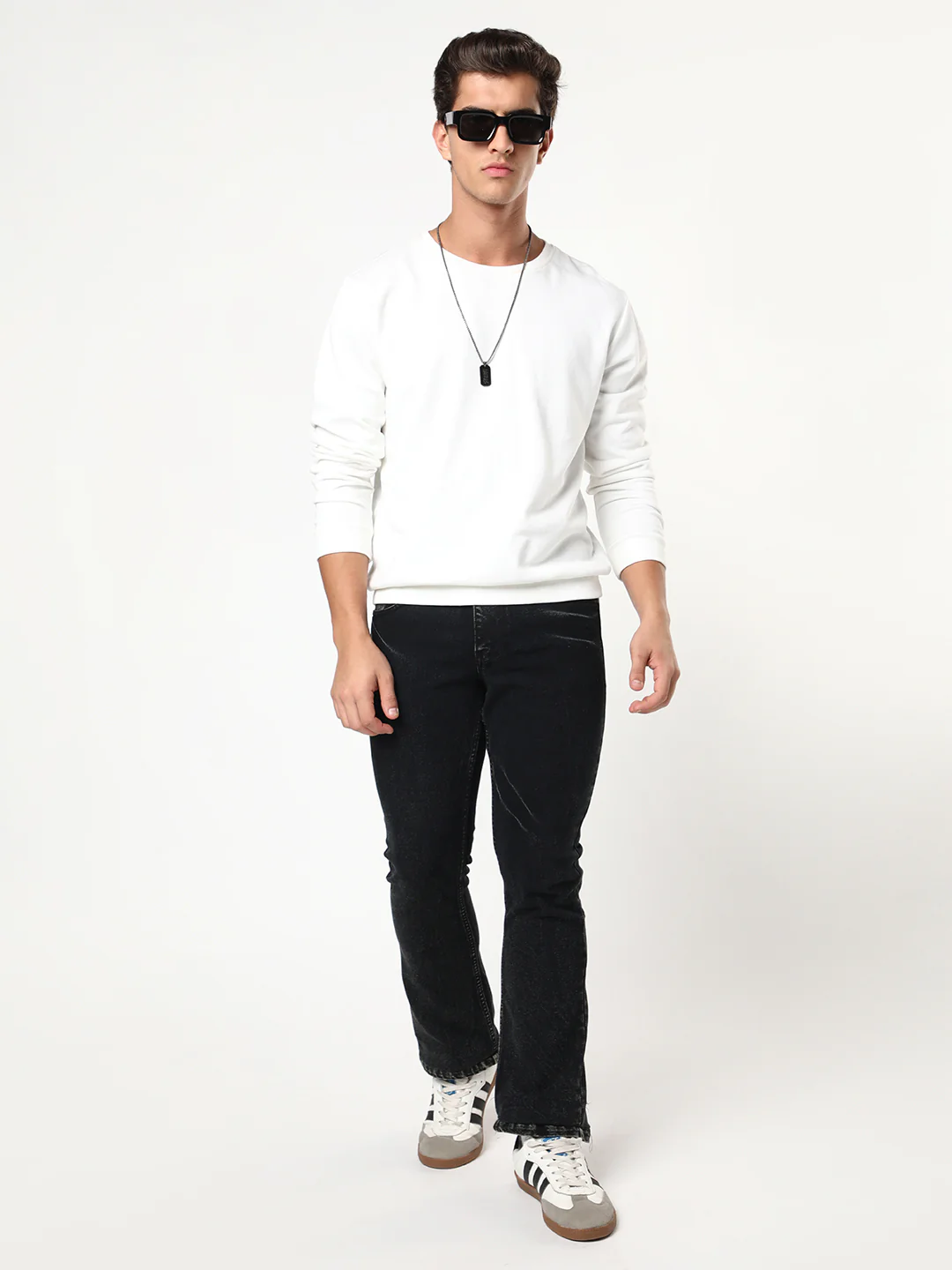 Men's Black Bootcut Fit Mid Rise Acid Wash Jeans Stretchable - Image 4