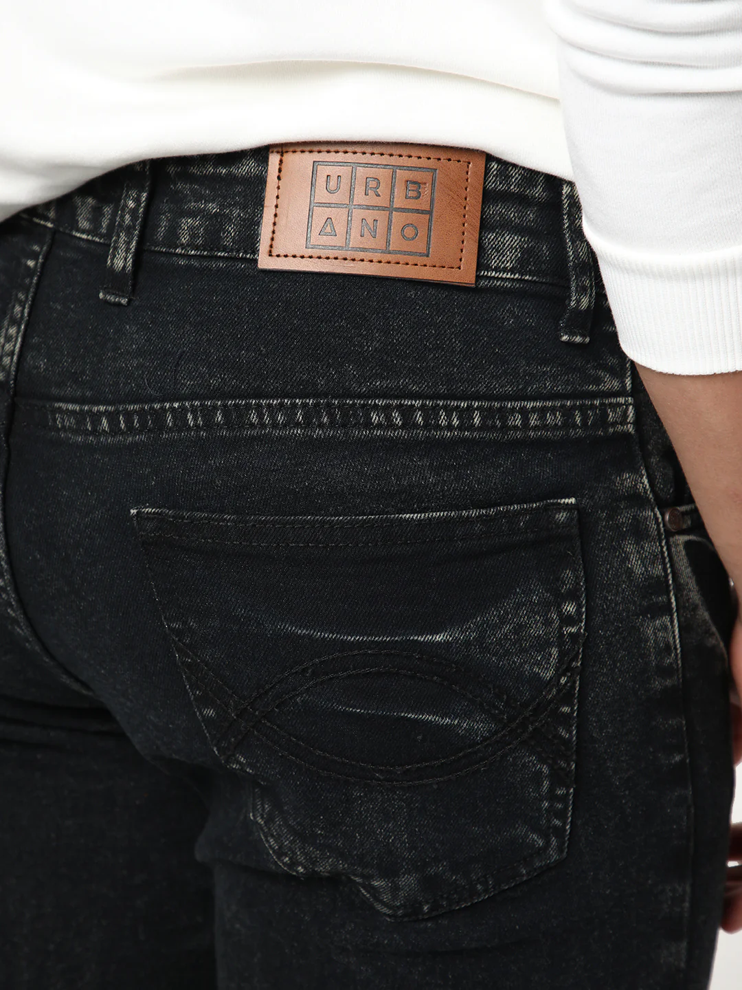 Men's Black Bootcut Fit Mid Rise Acid Wash Jeans Stretchable - Image 6