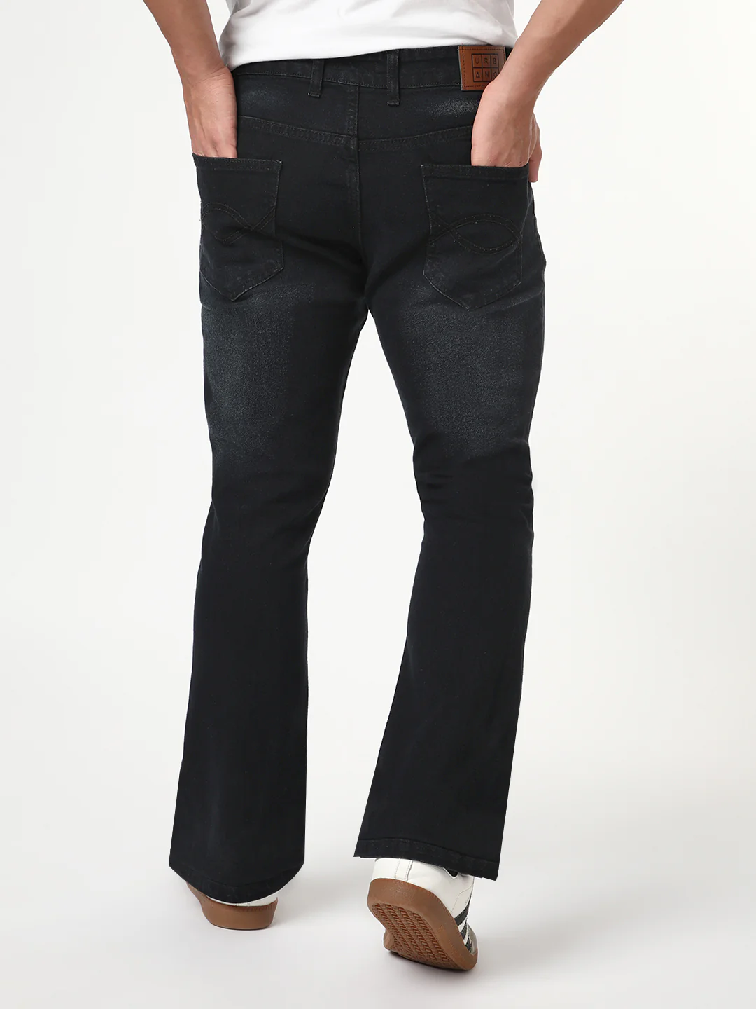 Men's Black Bootcut Fit Mid Rise Heavy Washed Jeans Stretchable - Image 4