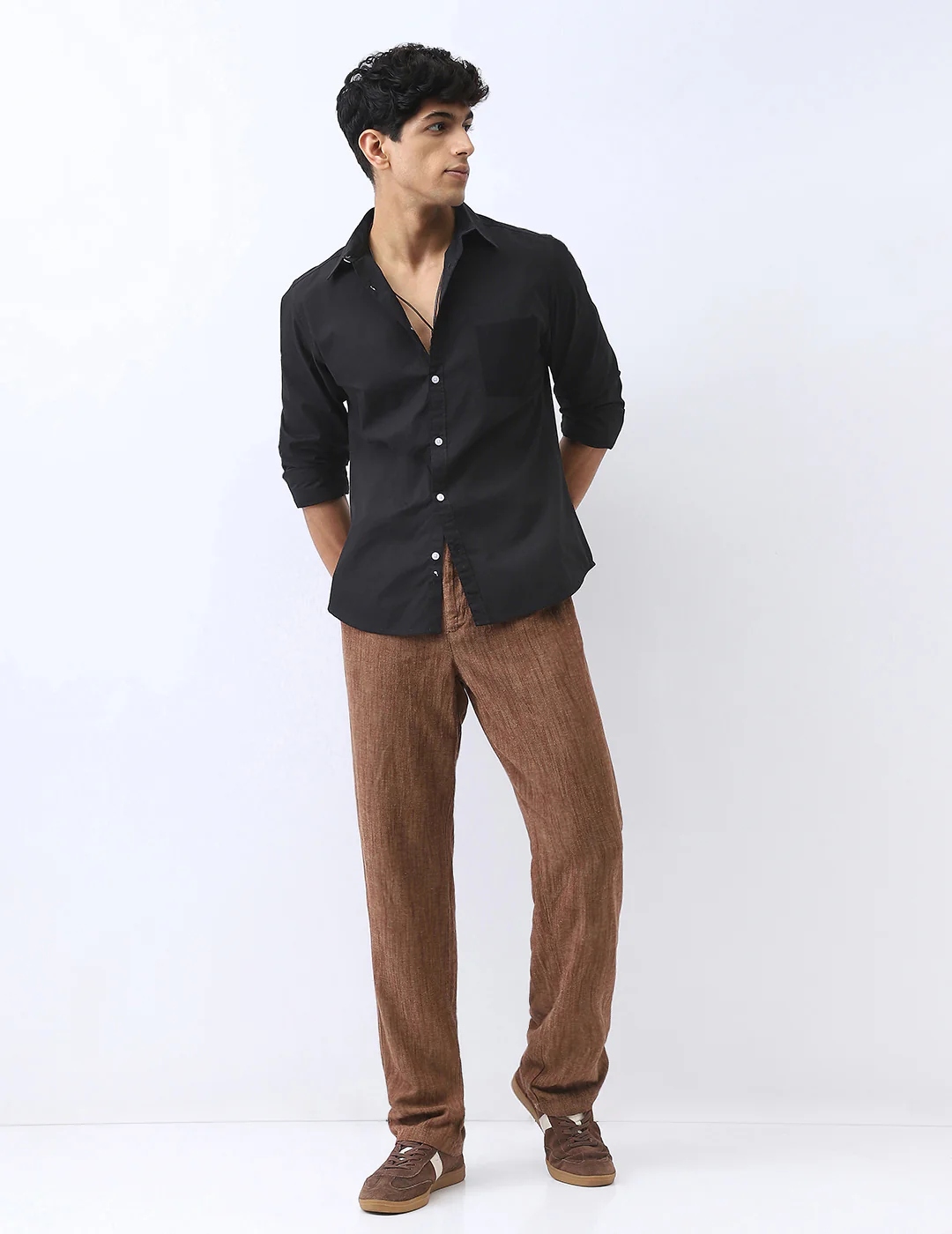 Men's Black Cotton Full Sleeve Regular Fit Casual Solid Shirt - Image 4