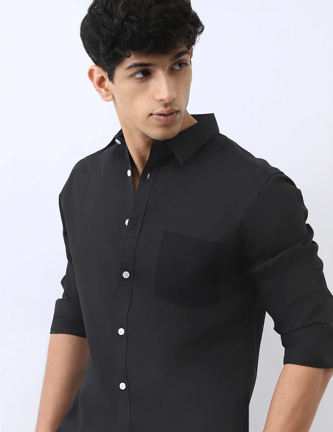 Men's Black Cotton Full Sleeve Regular Fit Casual Solid Shirt - Image 5