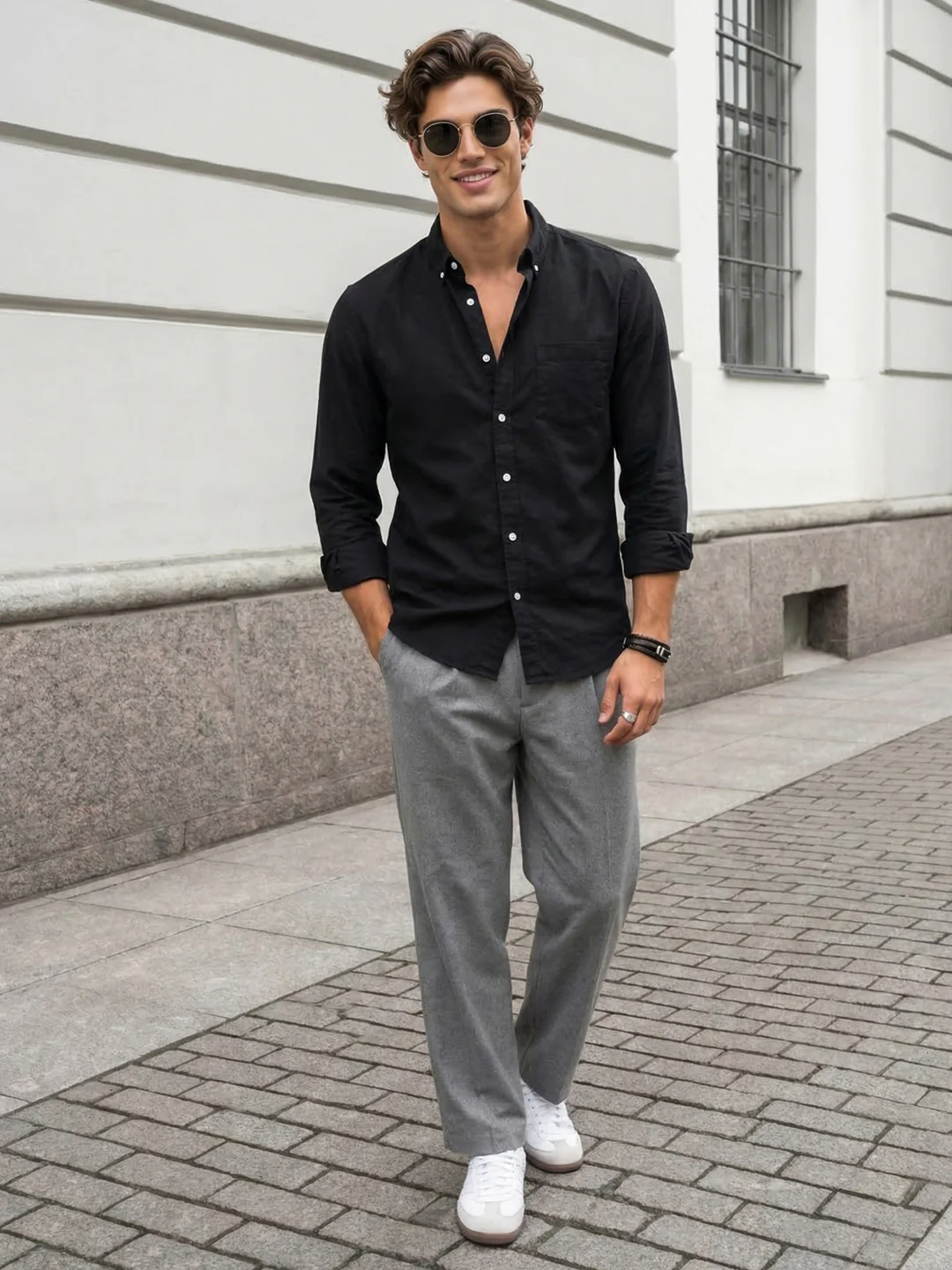 Men's Black Cotton Full Sleeve Regular Fit Solid Oxford Shirt With Button-Down Collar - Image 4