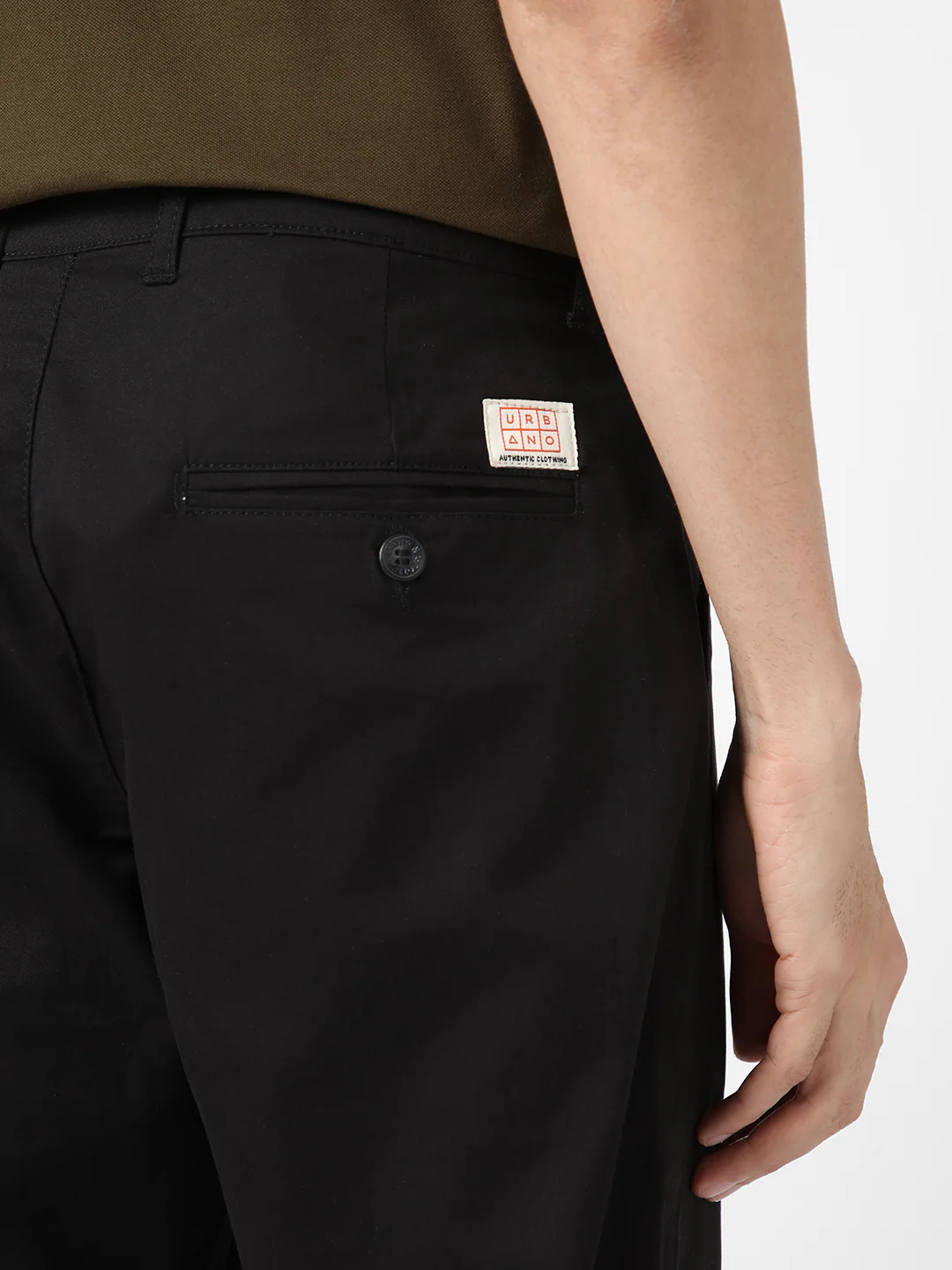 Men's Black Cotton Regular Fit Casual Chinos Trousers Stretch - Image 5