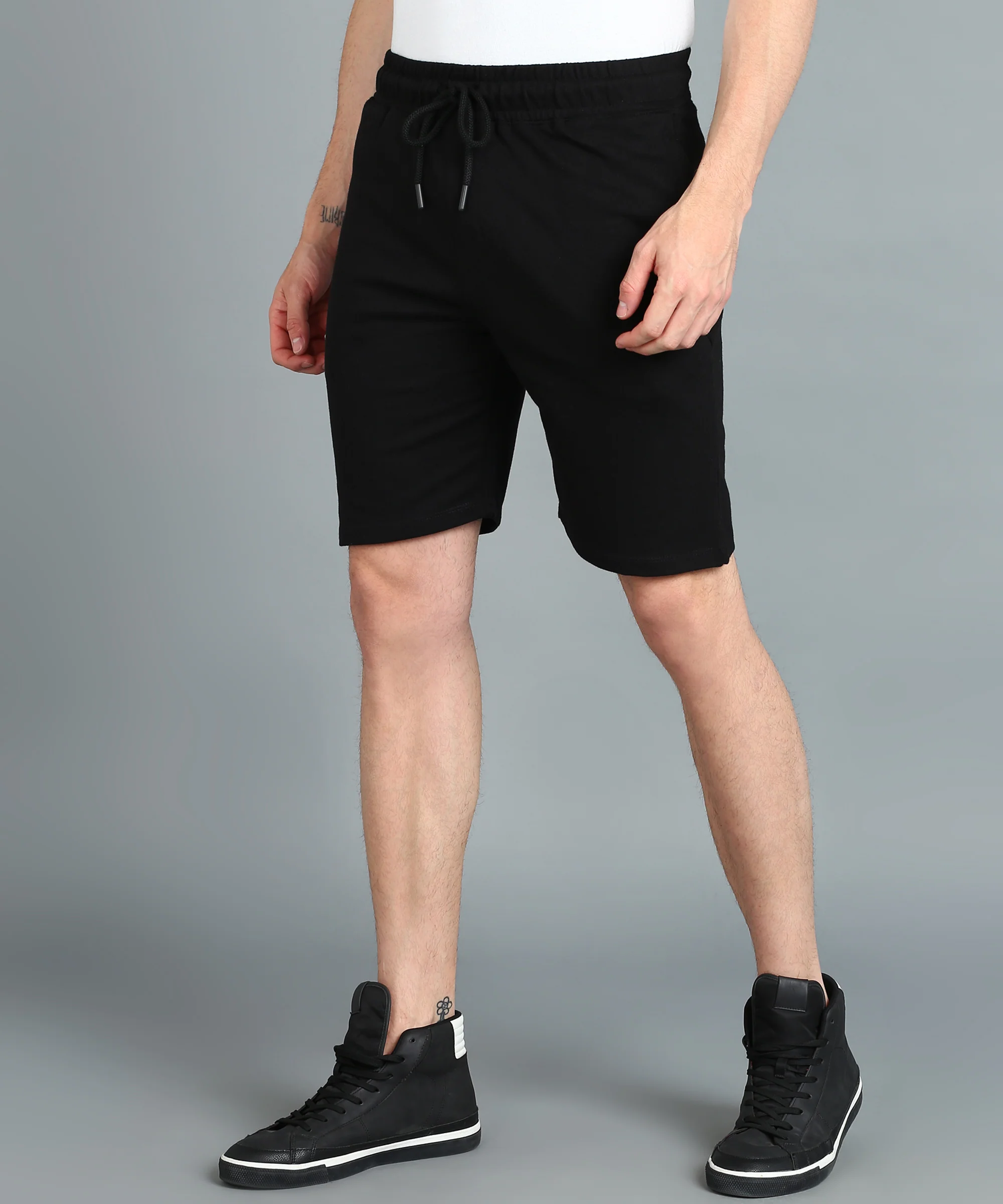 Men's Black Cotton Regular Shorts Stretchable - Image 2