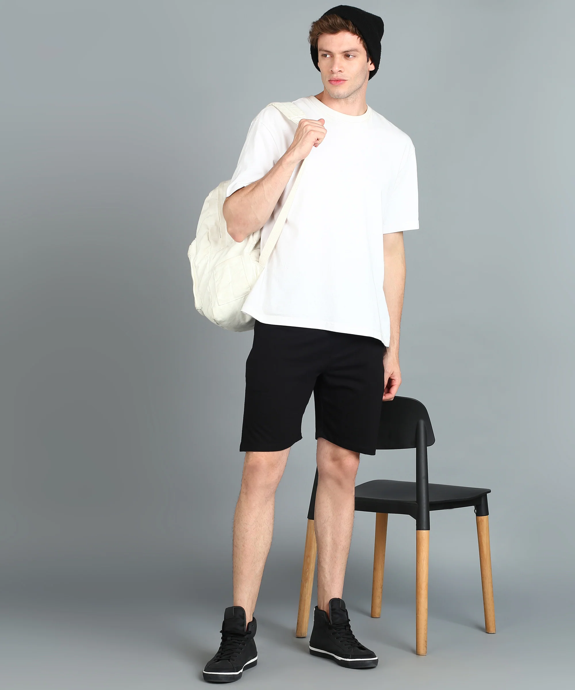 Men's Black Cotton Regular Shorts Stretchable - Image 4