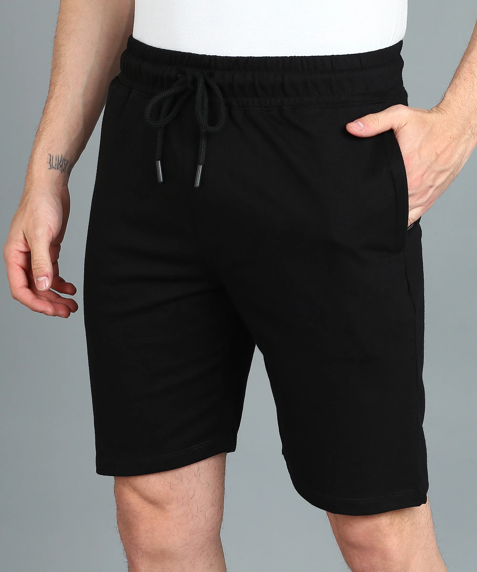 Men's Black Cotton Regular Shorts Stretchable - Image 5