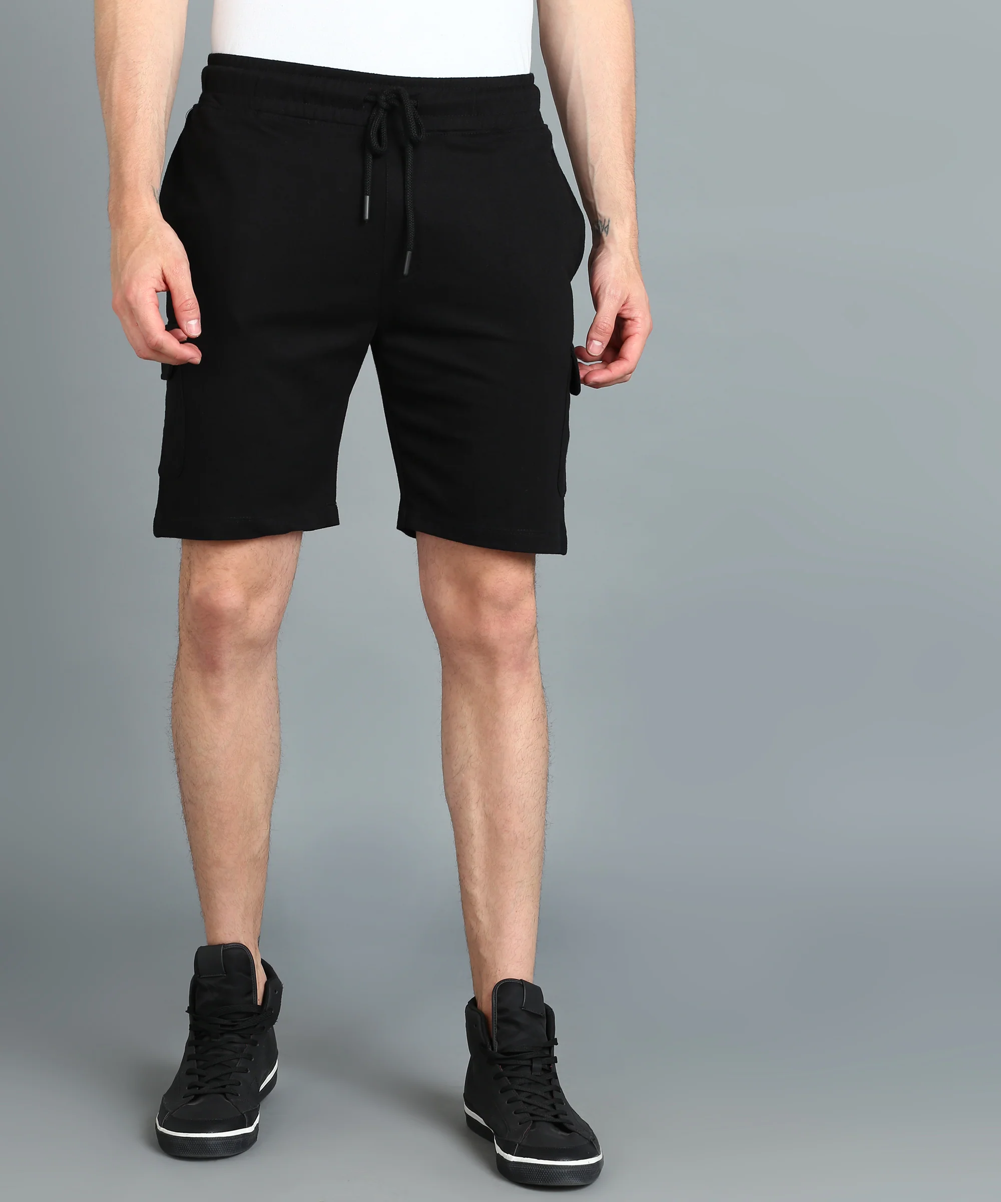 Men's Black Cotton Regular Shorts Stretchable - Image 2