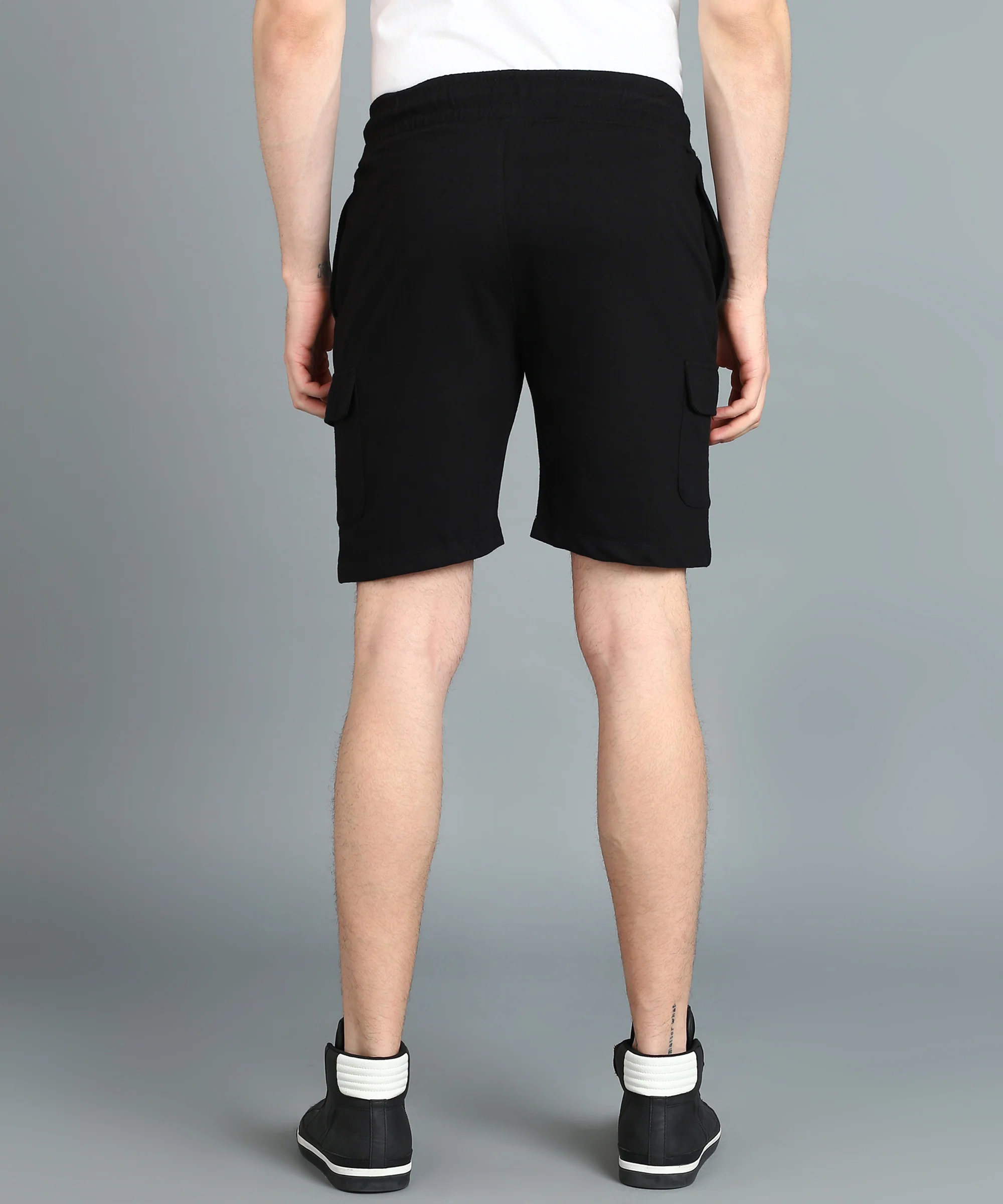 Men's Black Cotton Regular Shorts Stretchable - Image 3