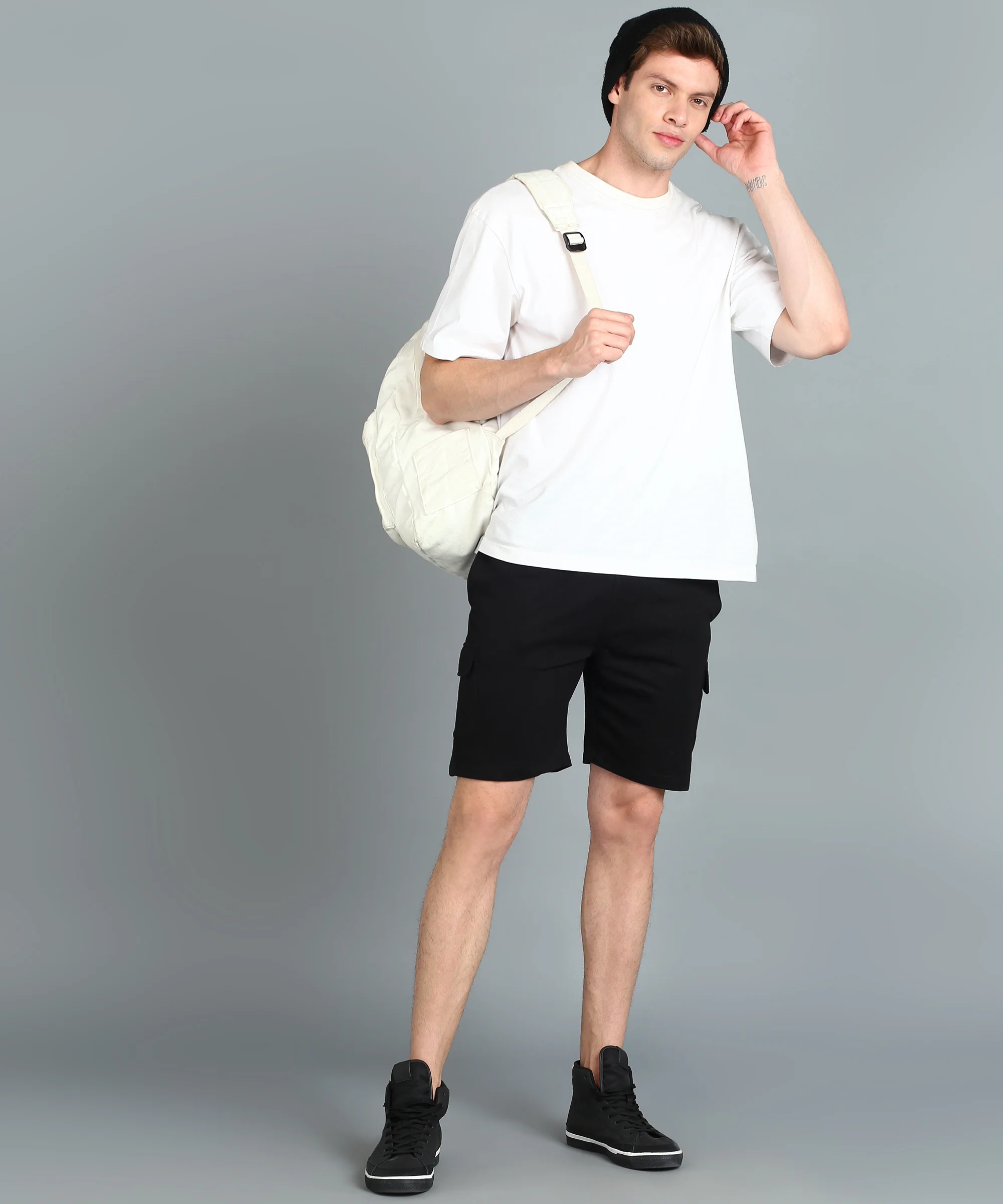 Men's Black Cotton Regular Shorts Stretchable - Image 4