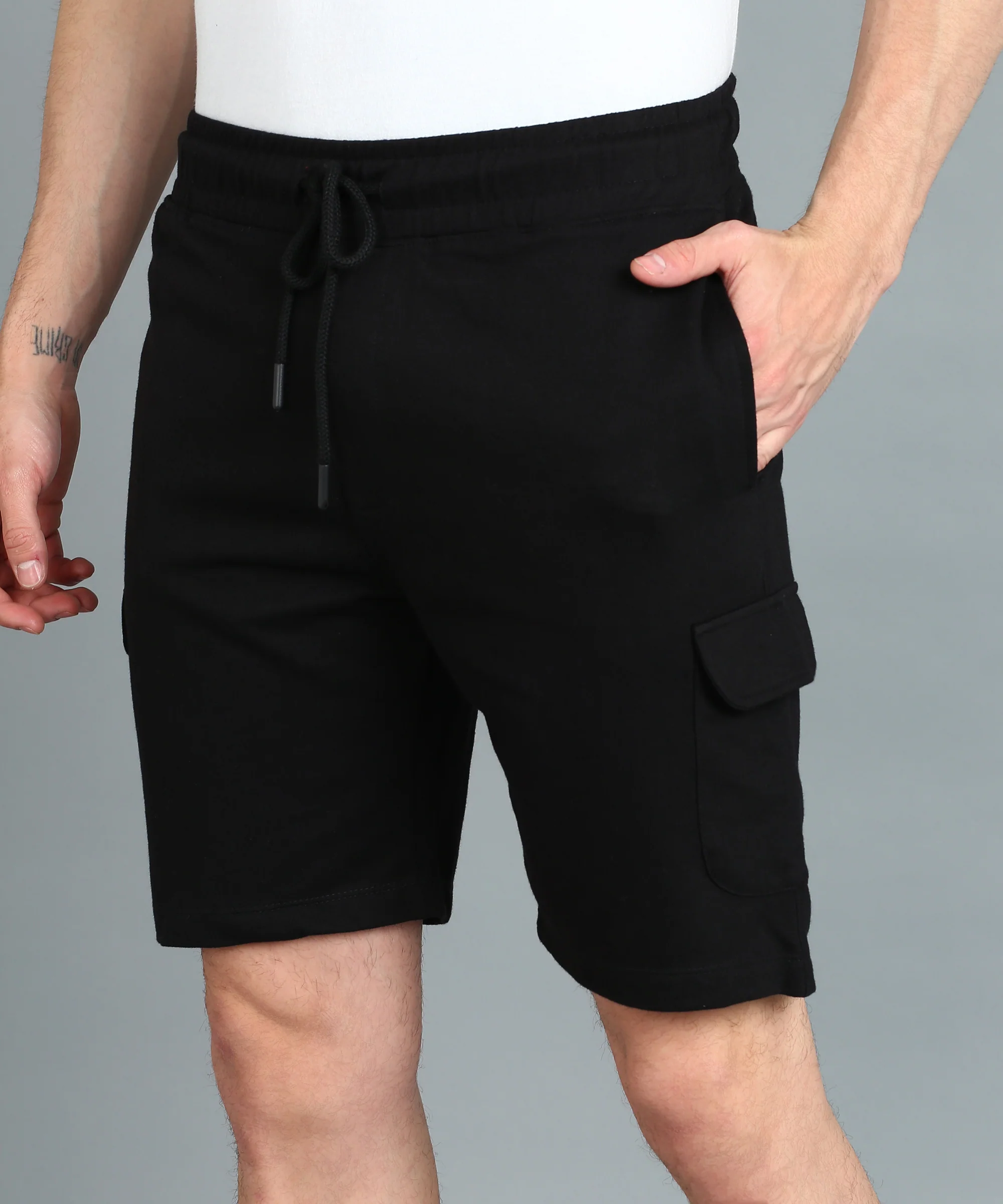 Men's Black Cotton Regular Shorts Stretchable - Image 5