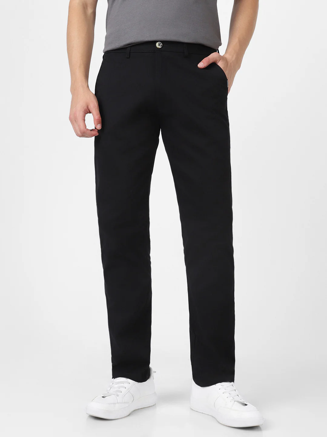 Men's Black Slim Fit Stretchable Casual Chinos - Image 3