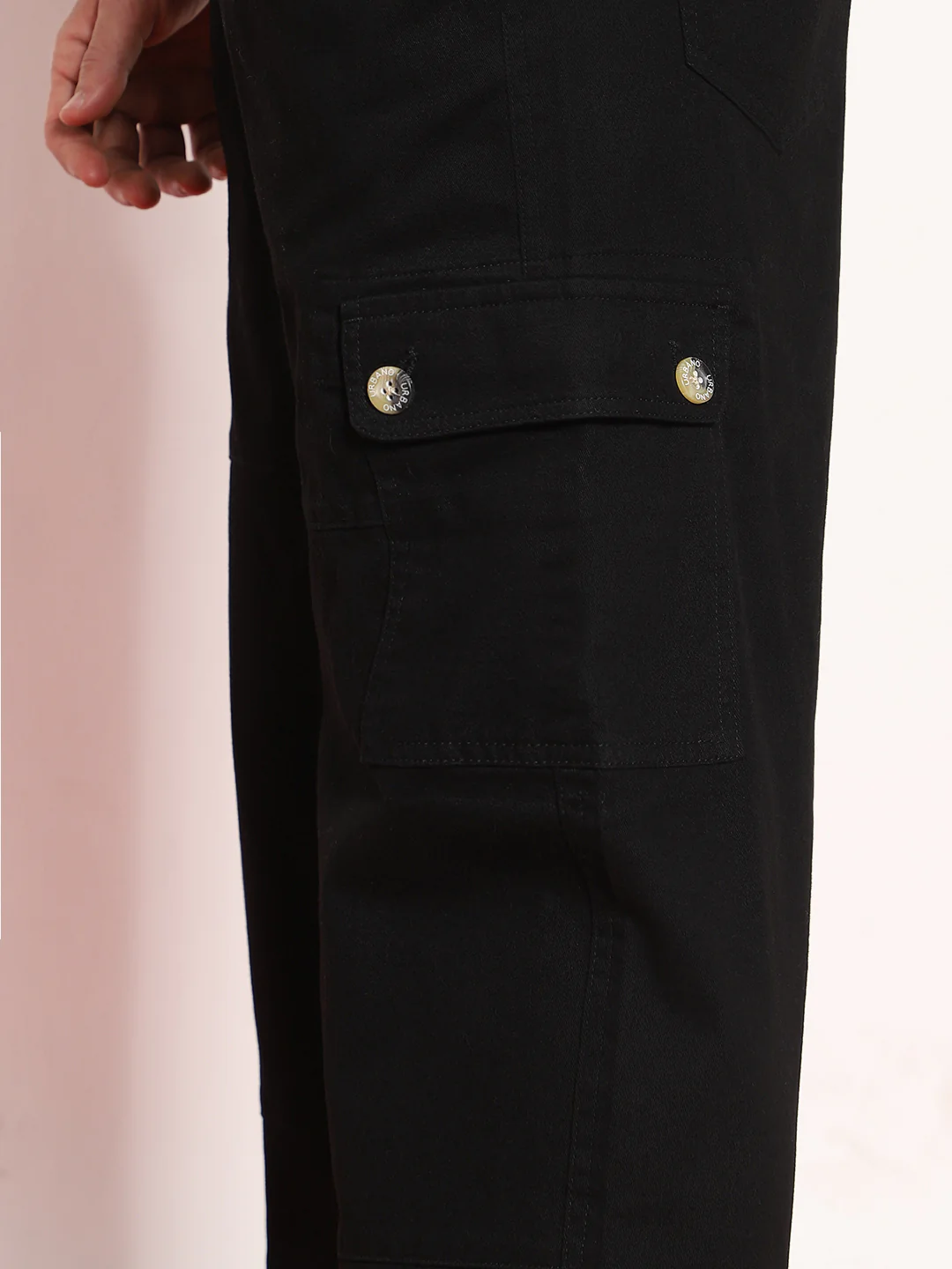 Men's Black Loose Baggy Fit Cargo Jogger Chino Pant with 6 Pockets Stretchable - Image 5