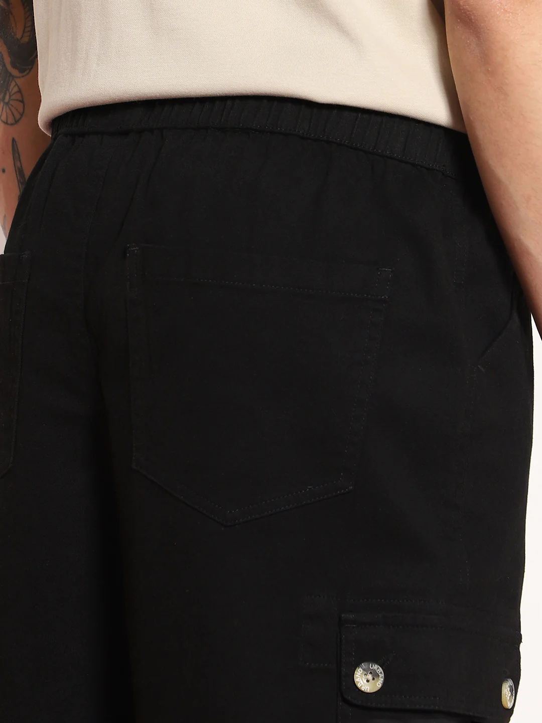 Men's Black Loose Baggy Fit Cargo Jogger Chino Pant with 6 Pockets Stretchable - Image 7