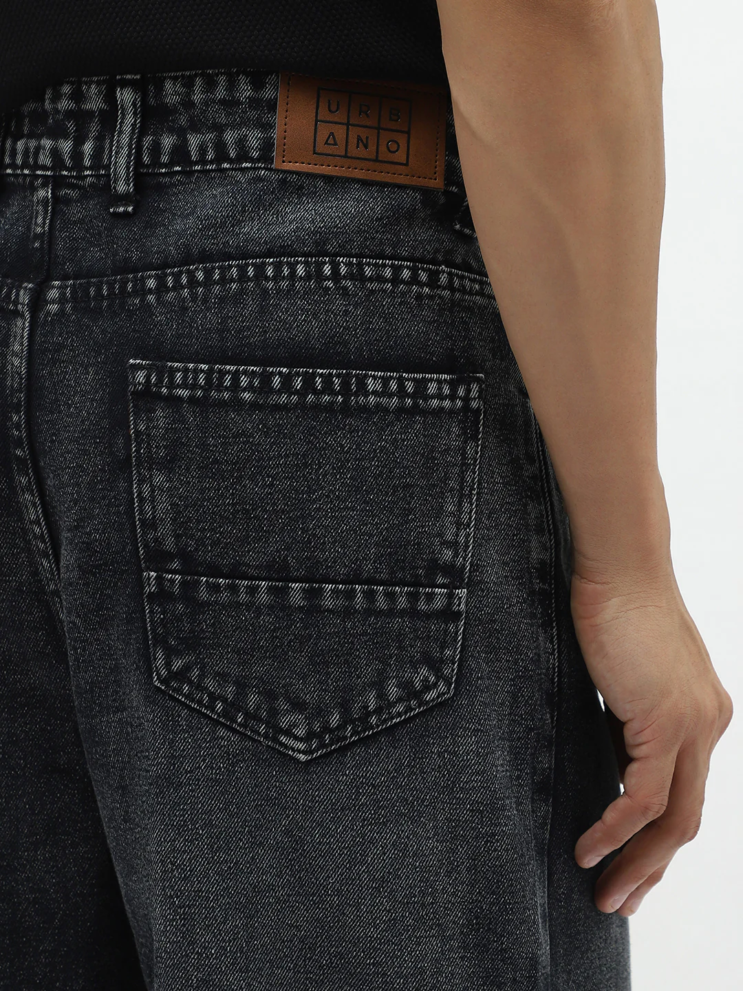 Men's Black Loose Baggy Fit Heavy Washed Jeans Non-Stretchable - Image 6