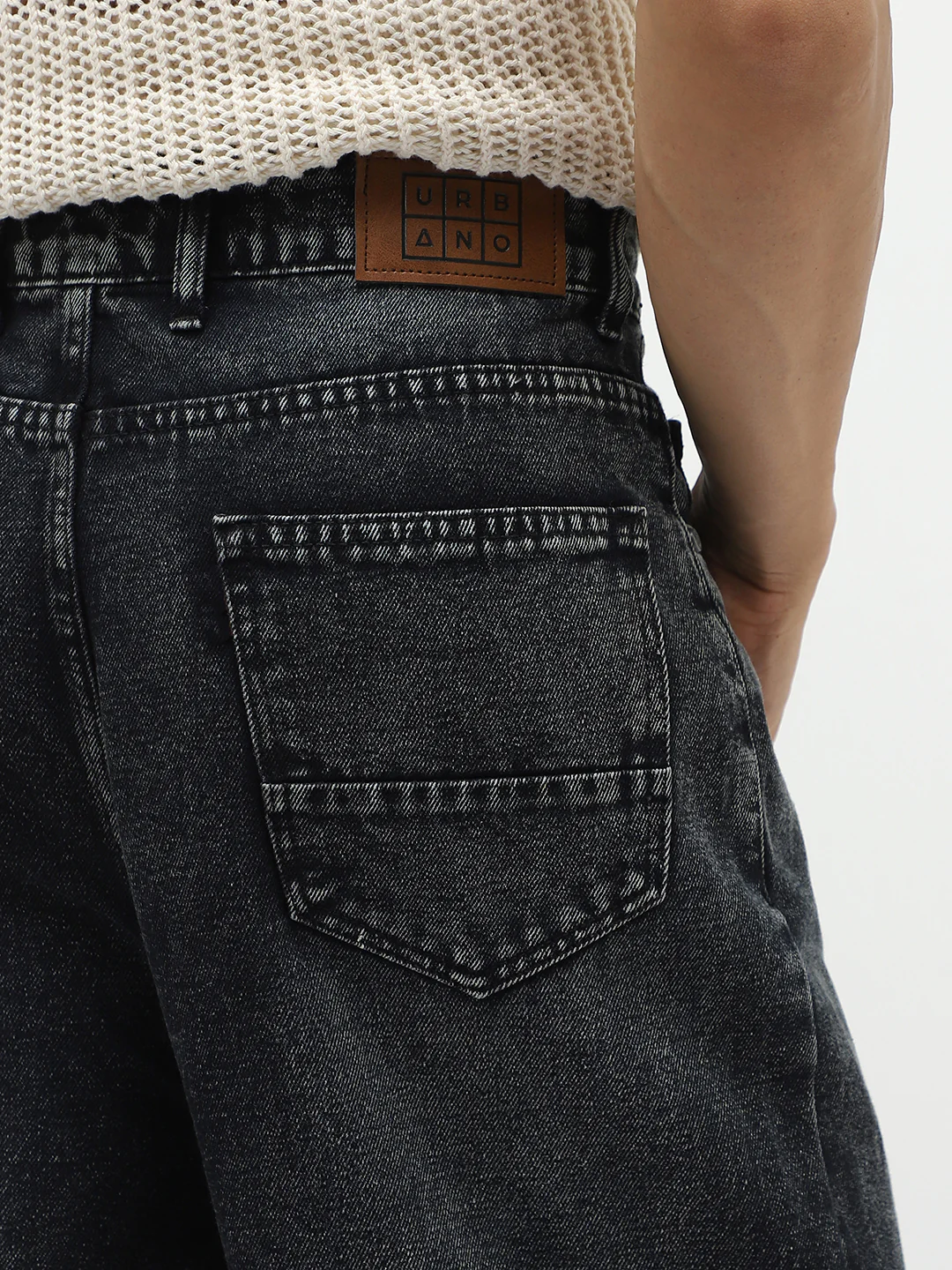 Men's Black Loose Baggy Fit Heavy Washed Jeans Non-Stretchable - Image 7