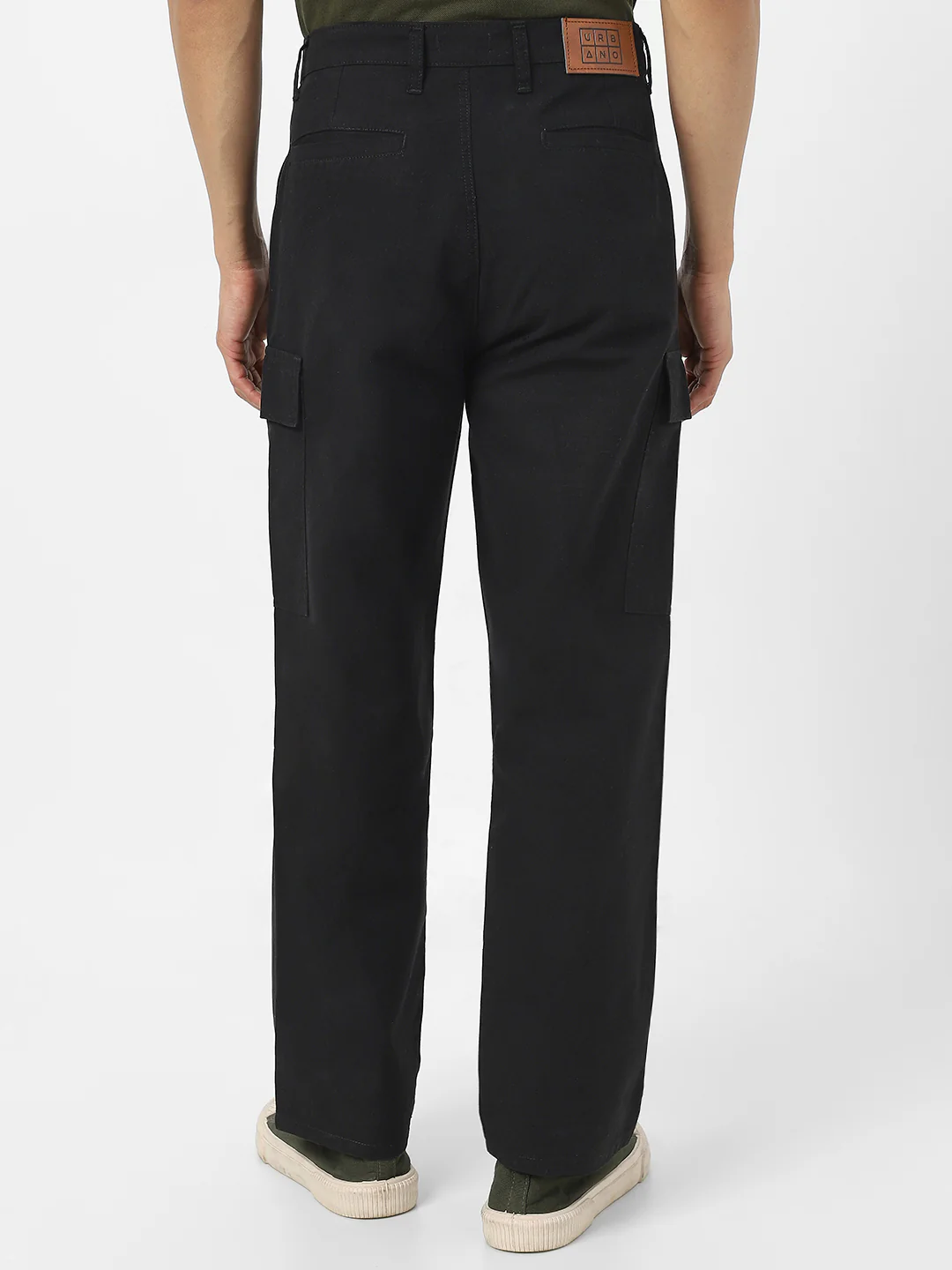 Men's Black Loose Baggy Fit Solid Cargo Chino Pant with 6 Pockets Non-Stretchable - Image 3