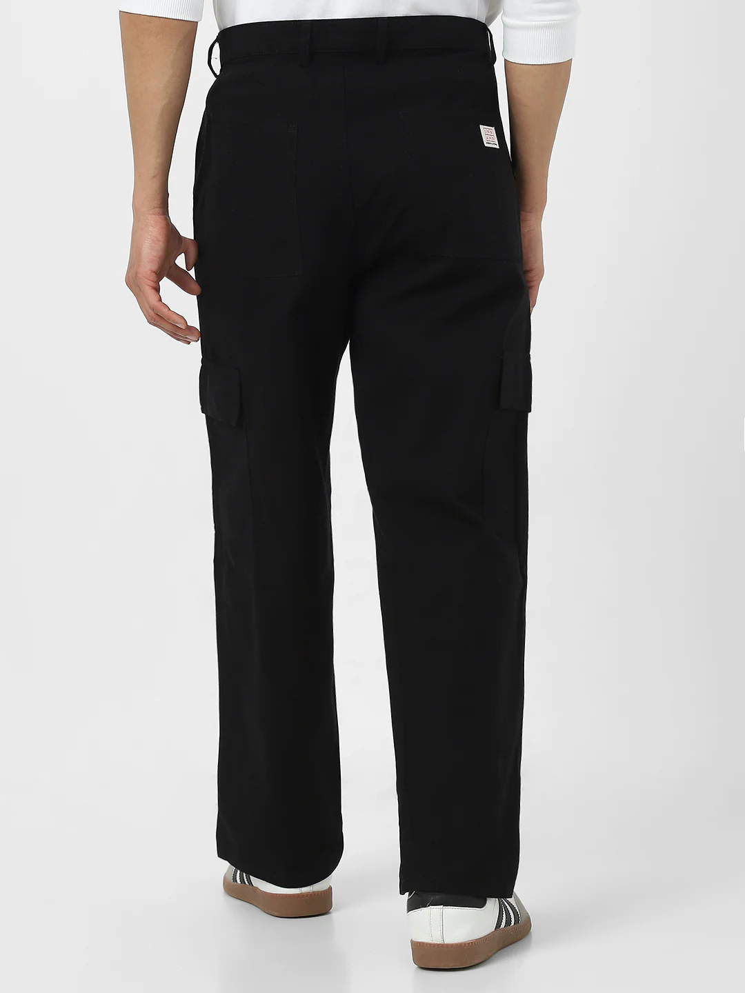 Urbano Fashion Men's Black Loose Baggy Fit Solid Cargo Chino Pant with 6 Pockets Non-Stretchable - Image 3