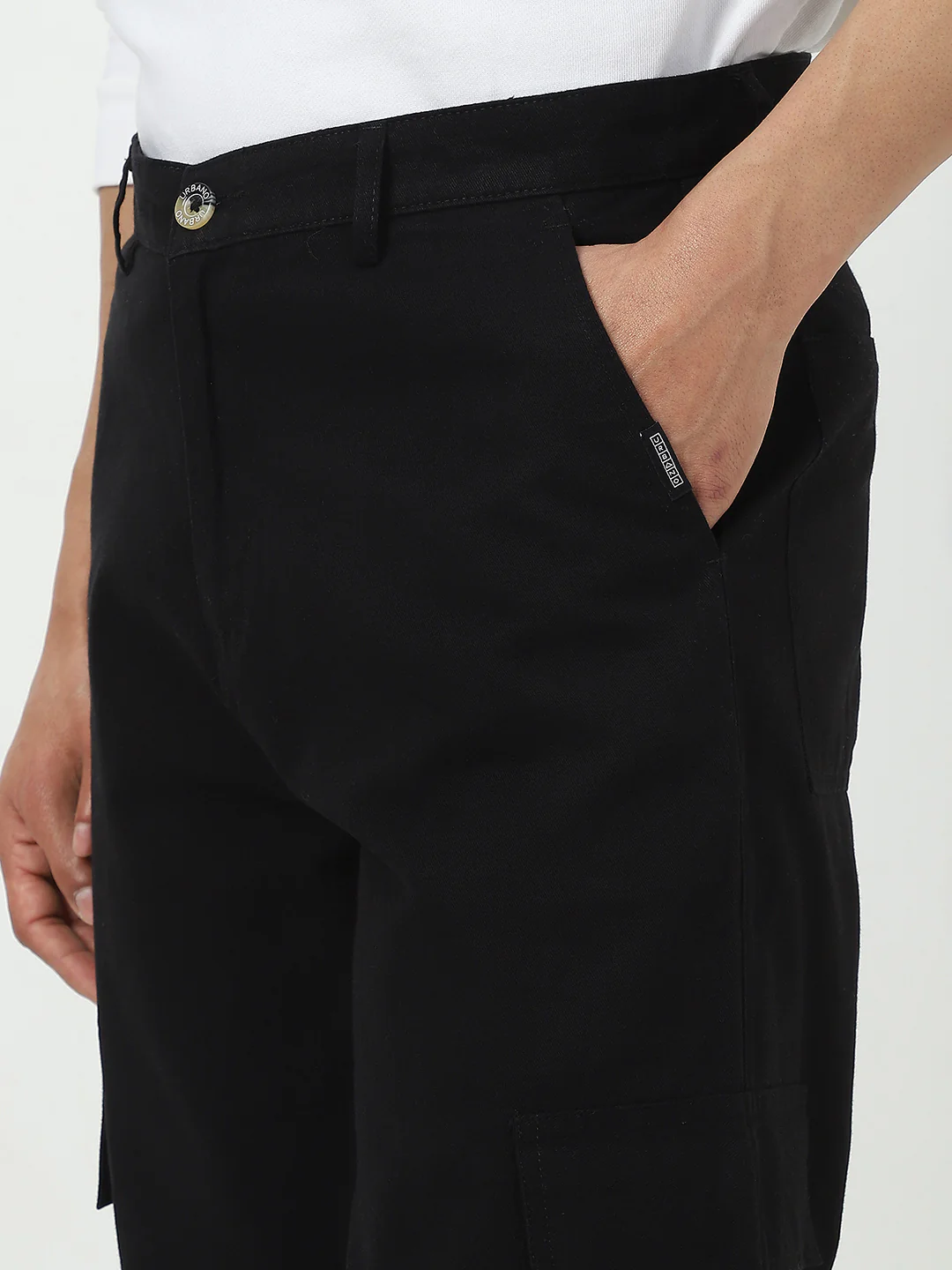 Urbano Fashion Men's Black Loose Baggy Fit Solid Cargo Chino Pant with 6 Pockets Non-Stretchable - Image 6