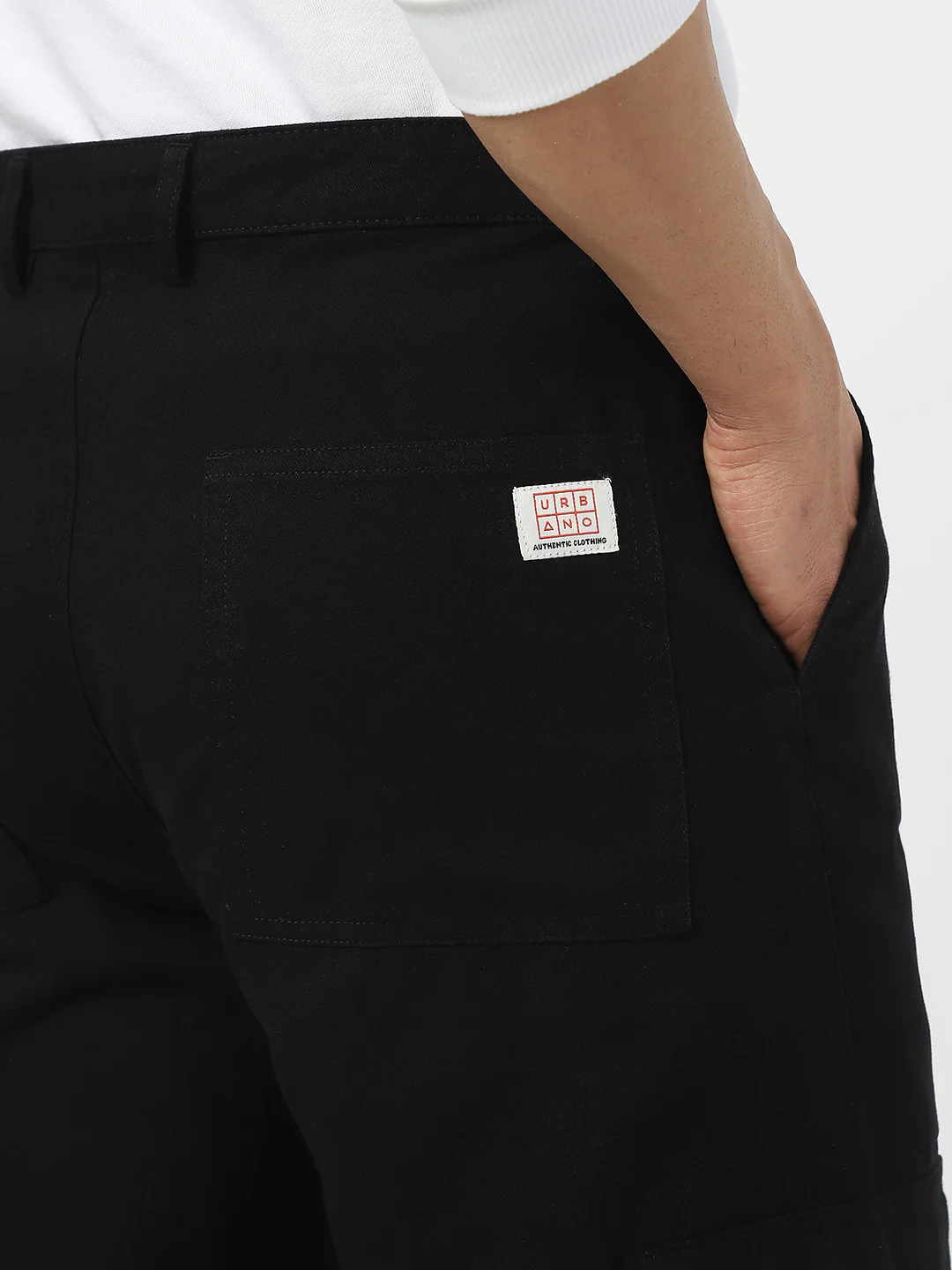 Urbano Fashion Men's Black Loose Baggy Fit Solid Cargo Chino Pant with 6 Pockets Non-Stretchable - Image 7