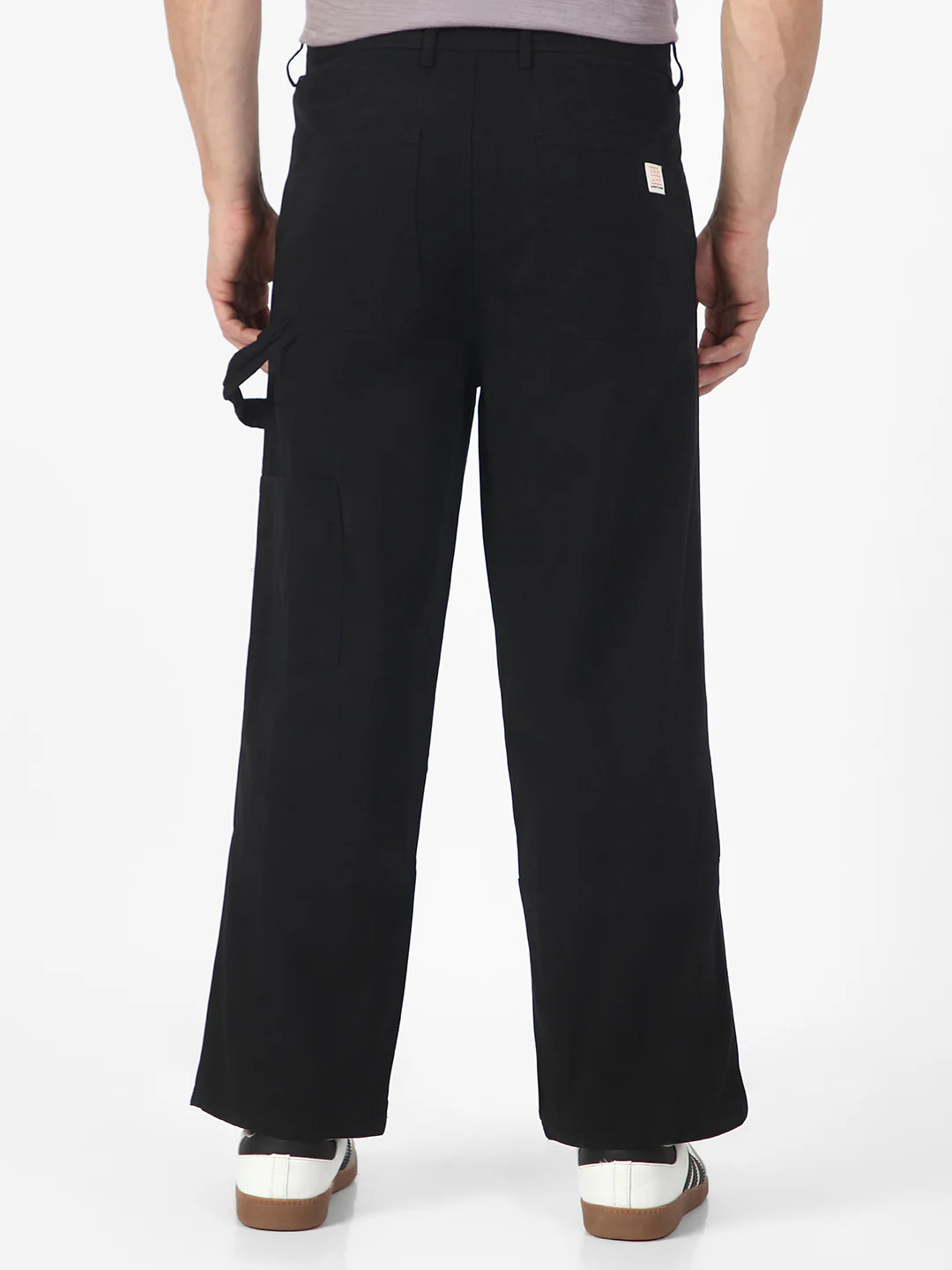 Men's Black Loose Baggy Fit Solid Carpenter Trouser Pant with 5 Pockets Non-Stretchable - Image 3