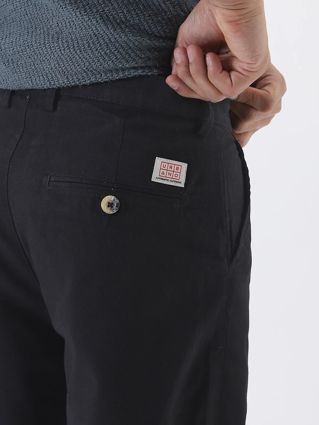 Men's Black Loose Baggy Fit Solid Chino Trousers Non-Stretchable - Image 7