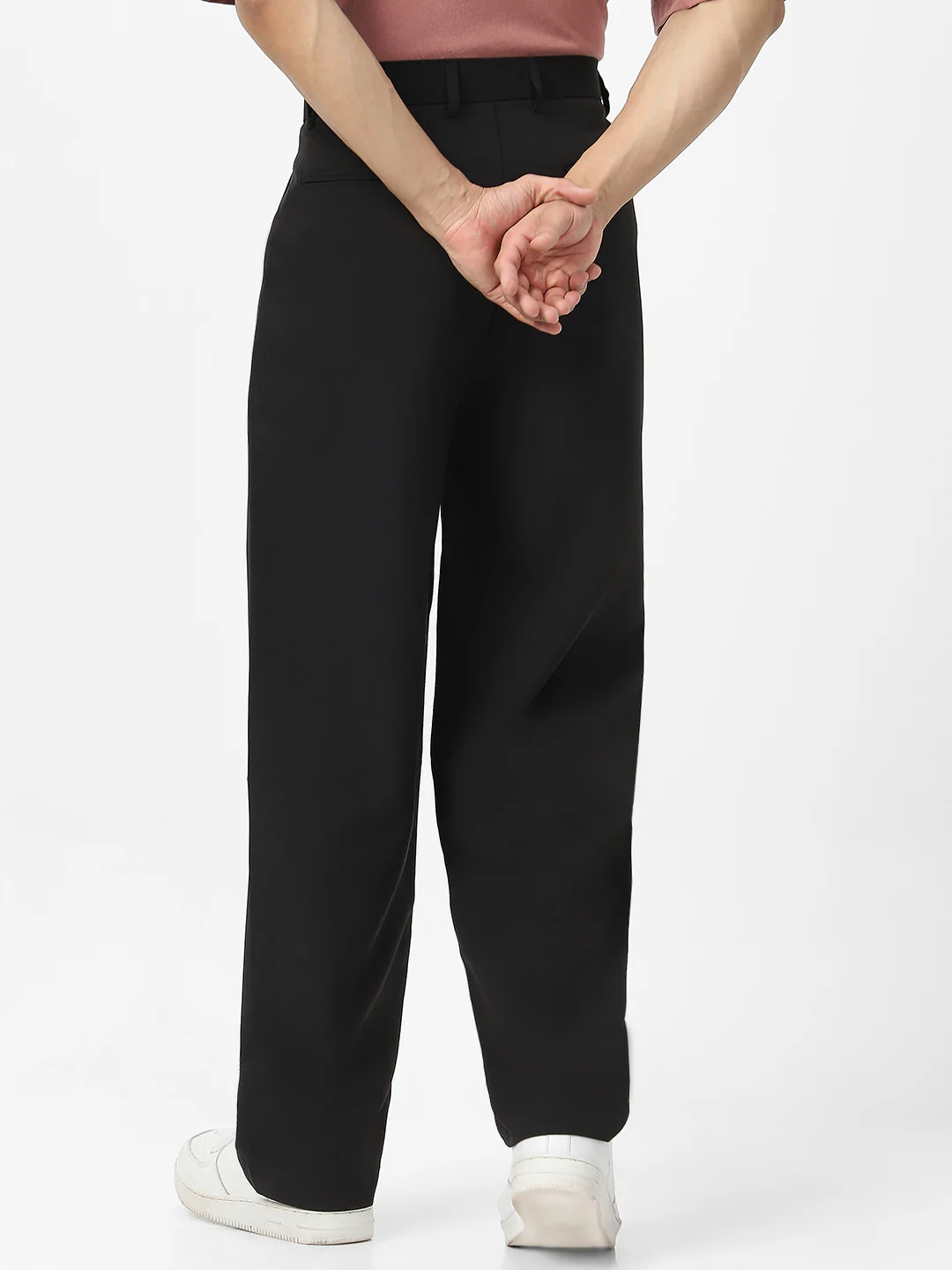 Men's Black Loose Baggy Fit Solid Korean Pants Stretchable - Image 3