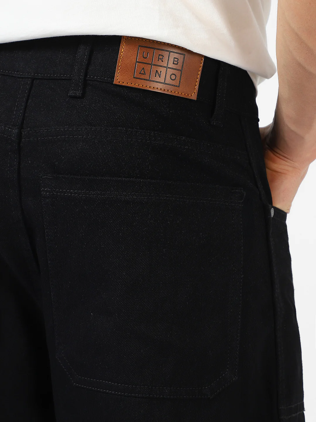 Men's Black Loose Baggy Fit Washed Cargo Jeans with 6 Pockets Non-Stretchable - Image 6