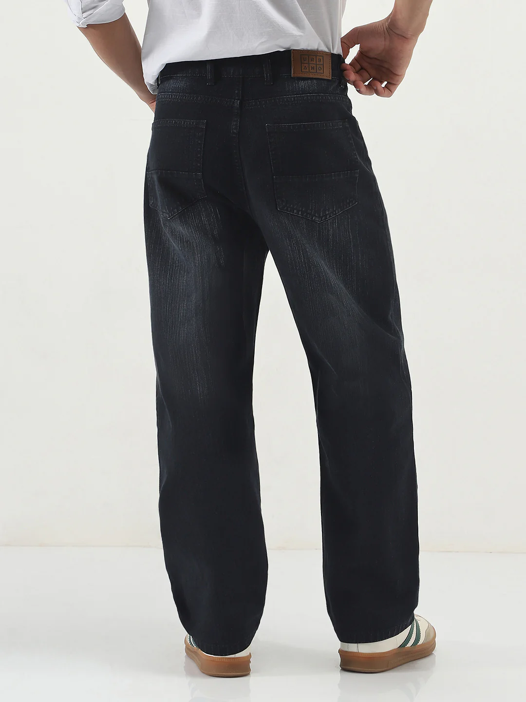Men's Black Loose Baggy Fit Washed Denim Jeans Non-Stretchable - Image 3