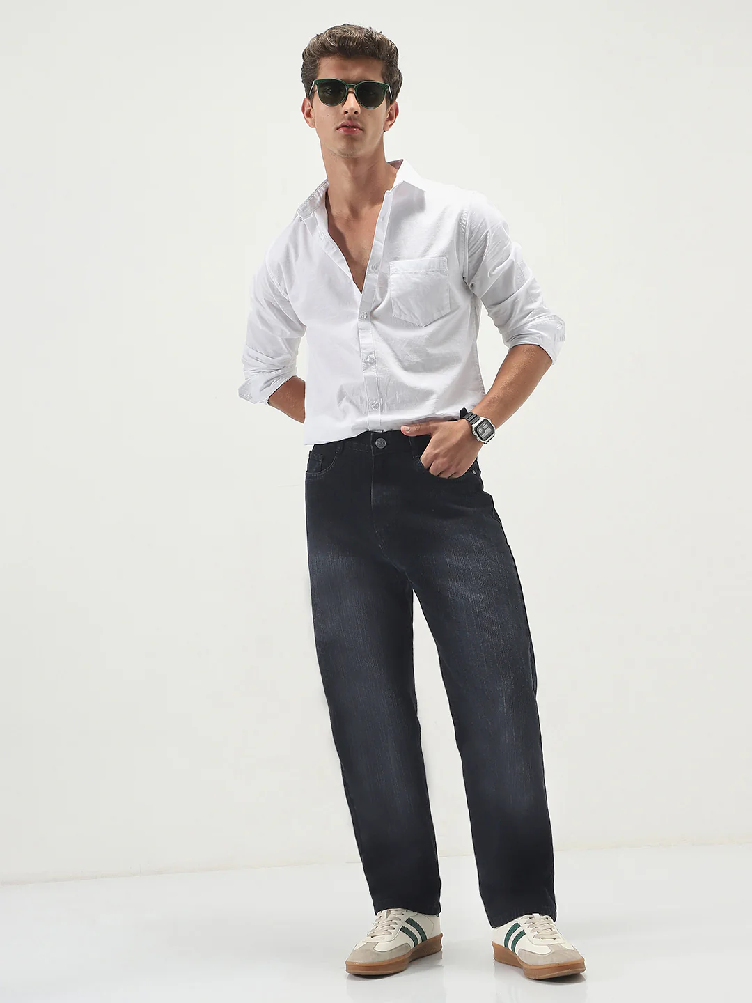 Men's Black Loose Baggy Fit Washed Denim Jeans Non-Stretchable - Image 4