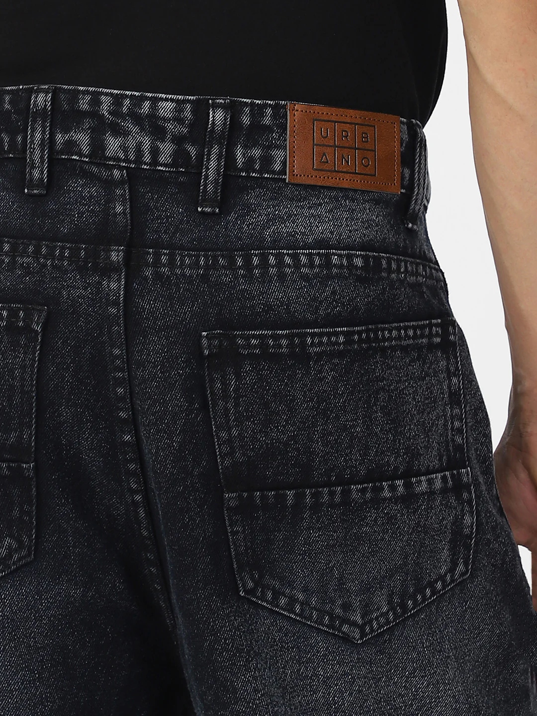 Men's Black Loose Baggy Fit Washed Distressed/Torn Jeans Non-Stretchable - Image 5